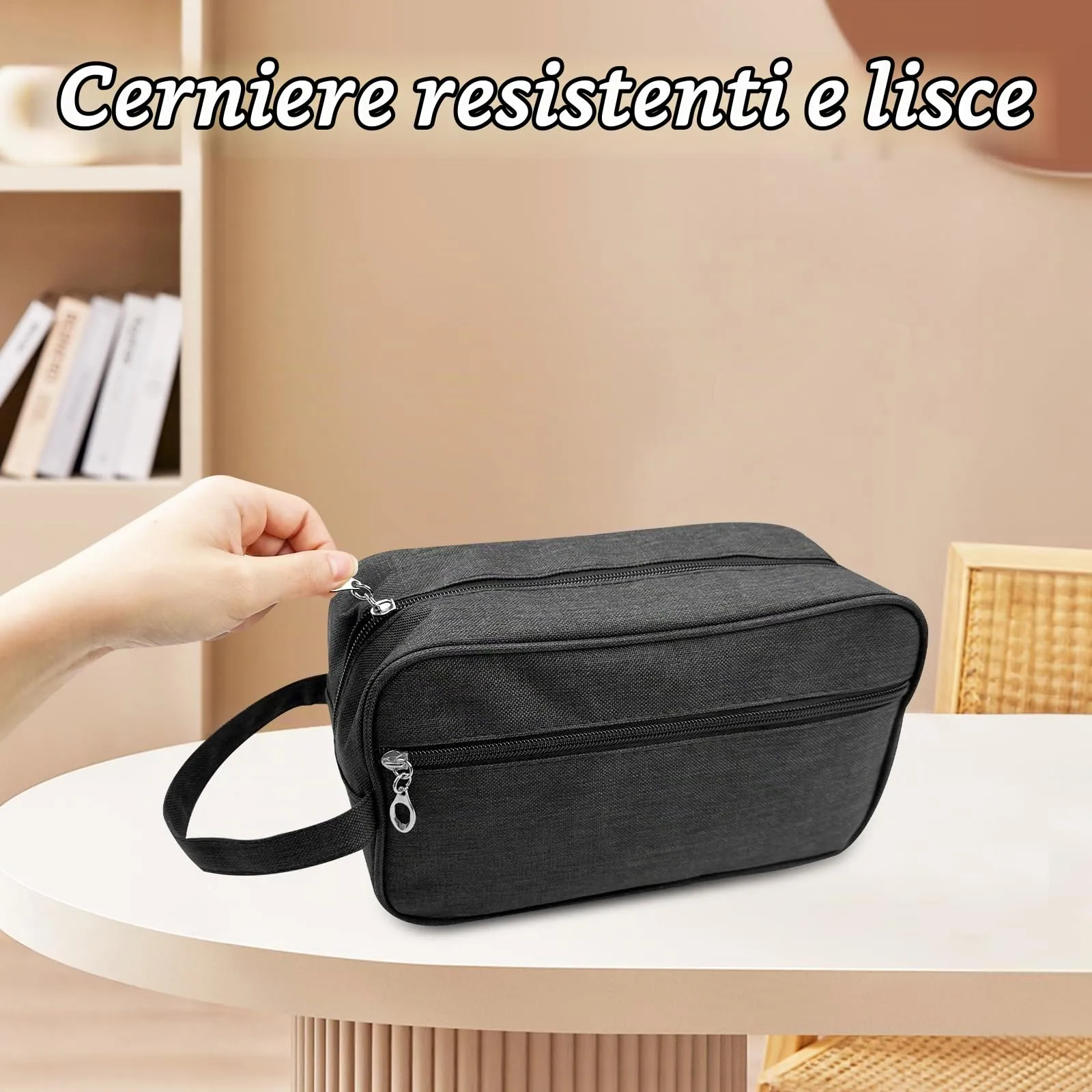 Newpop Beauty Case Uomo Viaggio, Trousse Uomo, Borsa da Toilette Donna,Nero - immagine 4
