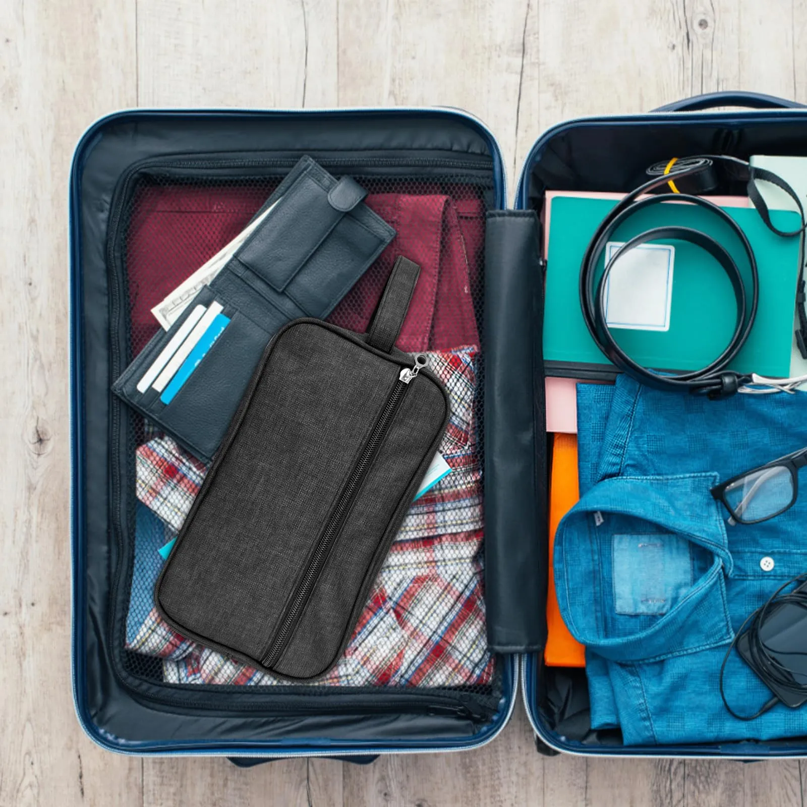 Newpop Beauty Case Uomo Viaggio, Trousse Uomo, Borsa da Toilette Donna,Nero - immagine 5