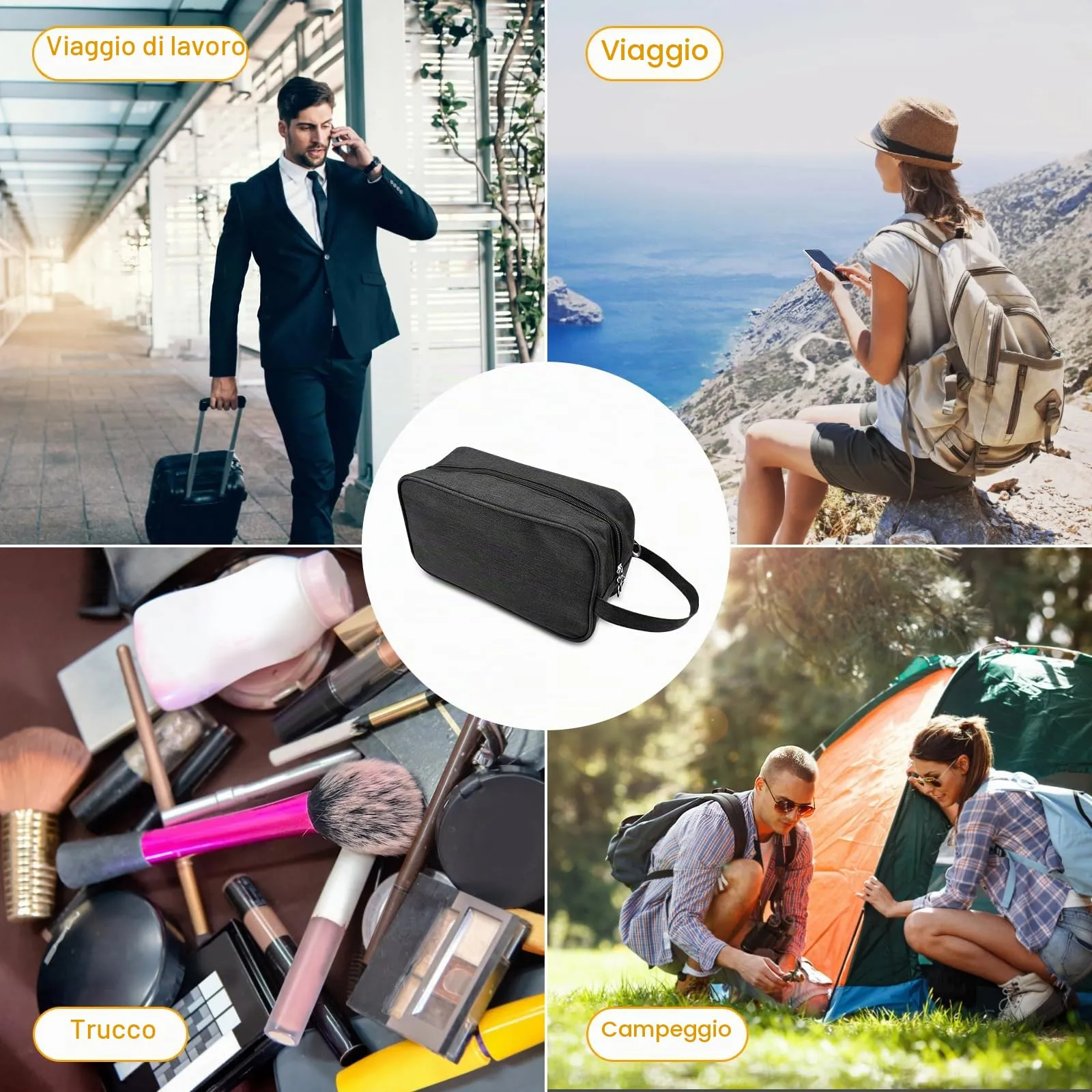 Newpop Beauty Case Uomo Viaggio, Trousse Uomo, Borsa da Toilette Donna,Nero - immagine 7