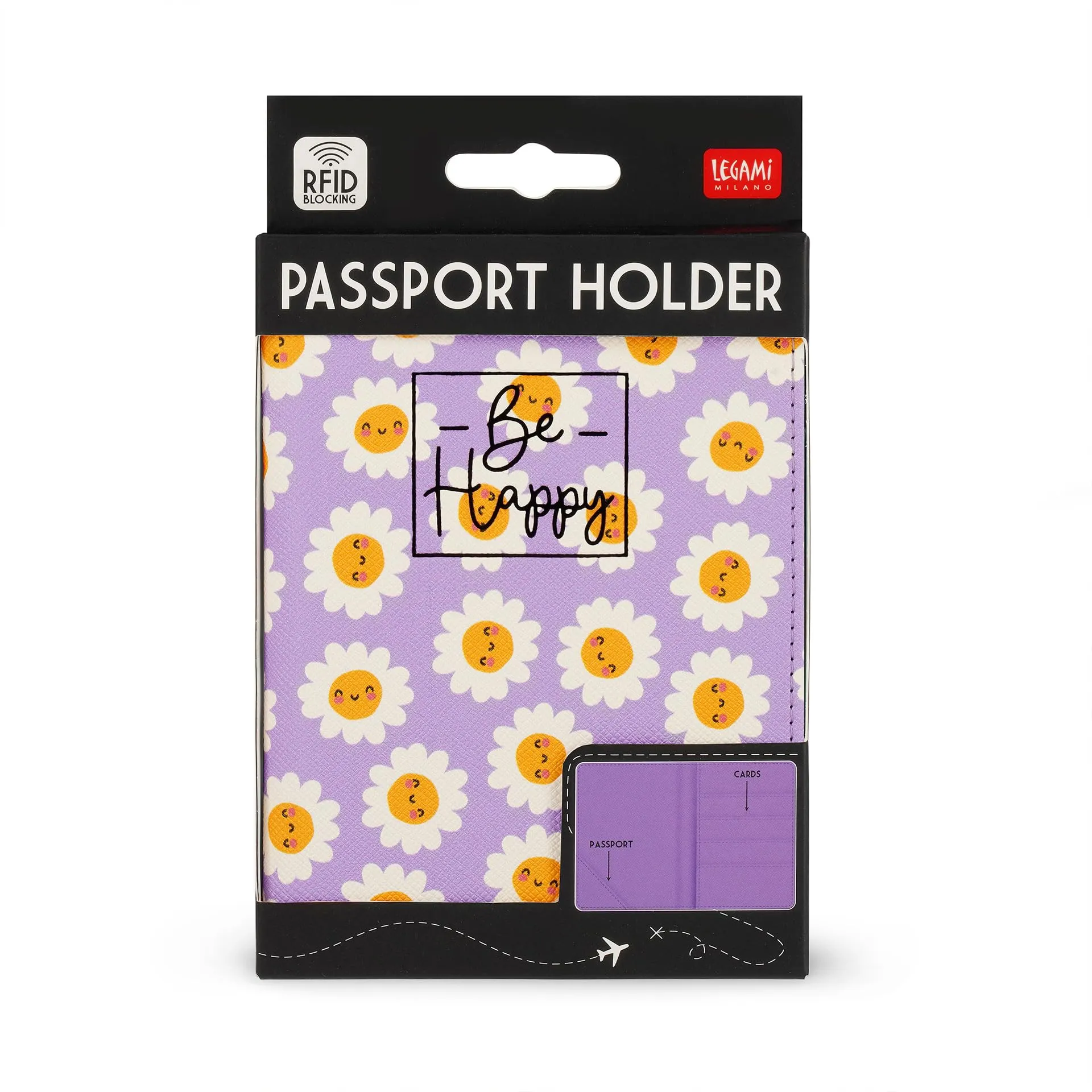 Legami - Porta Passaporto con Fiori, Passport Holder Portafoglio per Viaggiare, Custodia per Passaporto, 1 Tasca per Passaporto, 4 Tasche per Carte, Protezione RFID, 10,5 x 14 x 1 cm, Tema Daisy - immagine 5