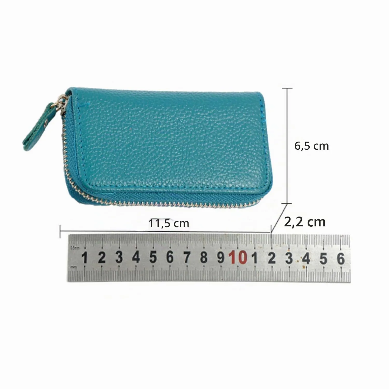 QIUPFGUT Portachiavi in Pelle Con 6 Ganci Per Chiavi, Porta Carte e Portafoglio Per Banconote, Tasca Per Chiavi Auto Con Cerniera - Per Uomo e Donna - immagine 2