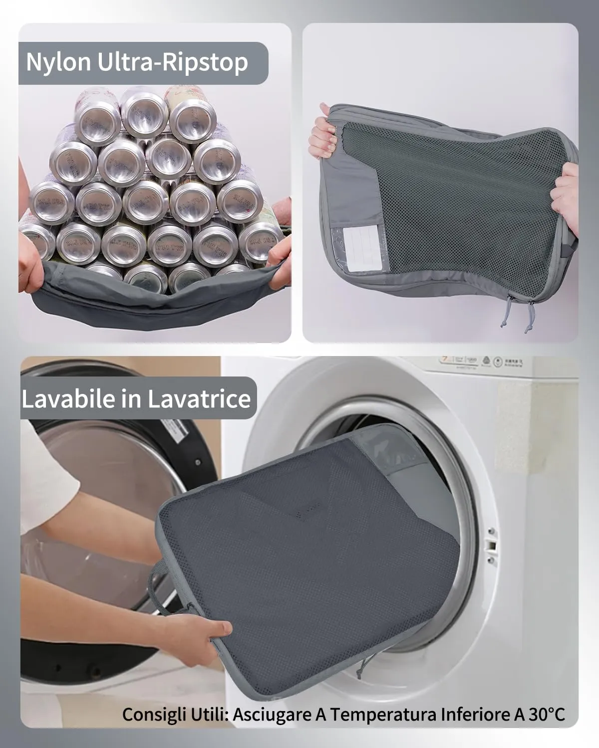 ECOHUB 4 Pezzi Organizer Valigie Salvaspazio a Compressione, Packing Cubes - immagine 4