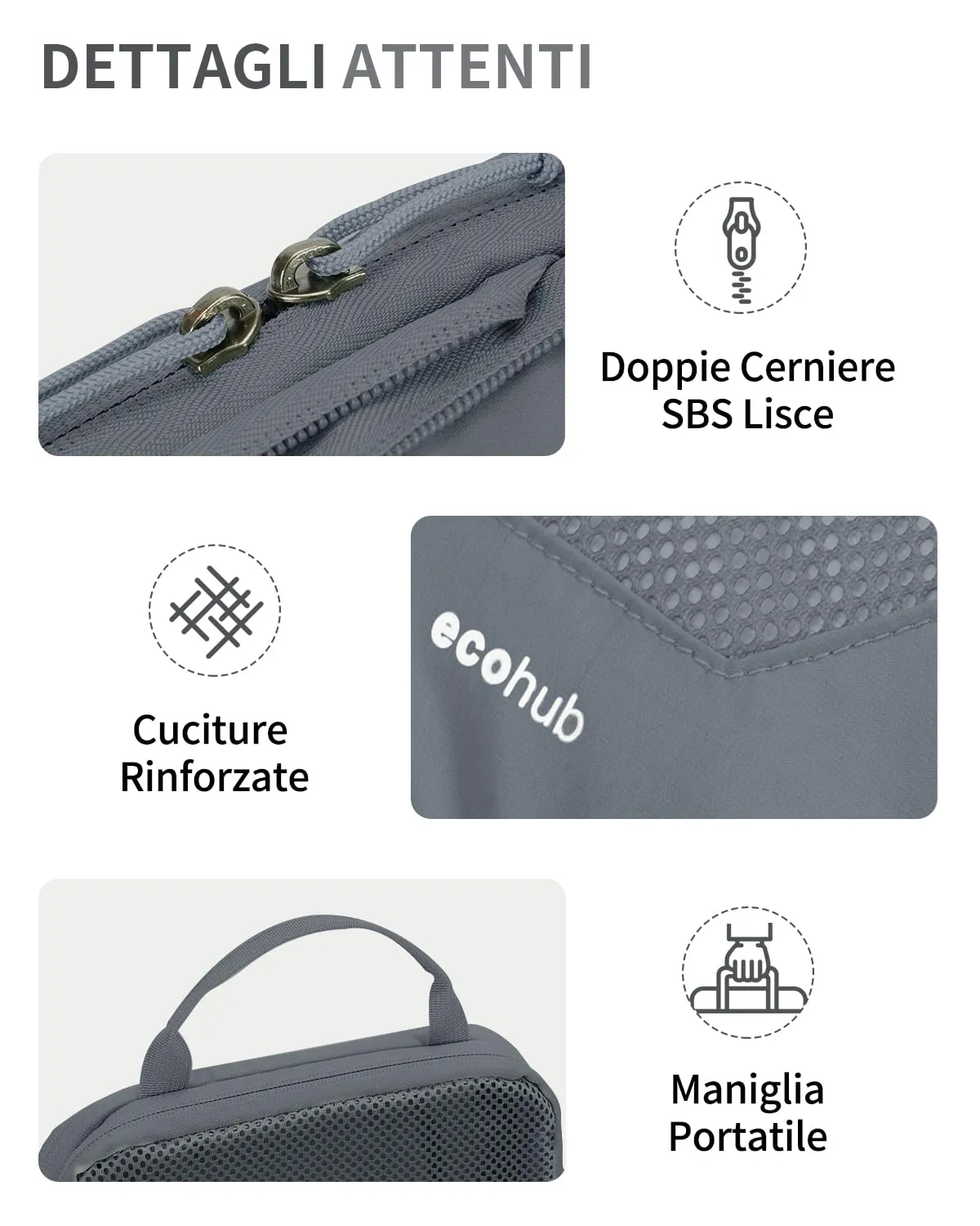 ECOHUB 4 Pezzi Organizer Valigie Salvaspazio a Compressione, Packing Cubes - immagine 7