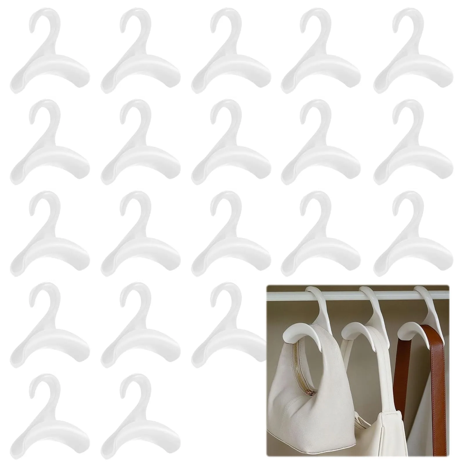HSMHLYYB 20 Pezzi Ganci Per Borse Appendiabiti, Appendi Borse, Ganci Per Borsa Armadio, Ganci Organizzatore, Portaborse Appendino Borse Hook, Per Appendere Borse Tote, Zaini, Cappelli, Cravatte - immagine 1
