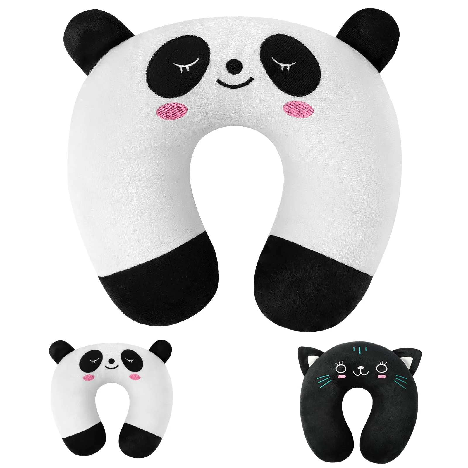 Alaoo Cuscino da Viaggio per Bambini, Simpatico Animale,Panda Bianco - immagine 1
