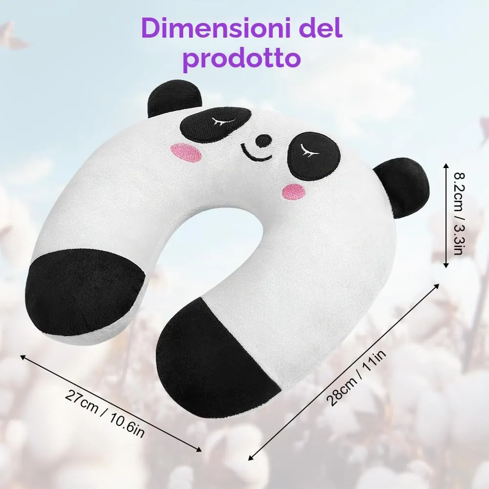 Alaoo Cuscino da Viaggio per Bambini, Simpatico Animale,Panda Bianco - immagine 2