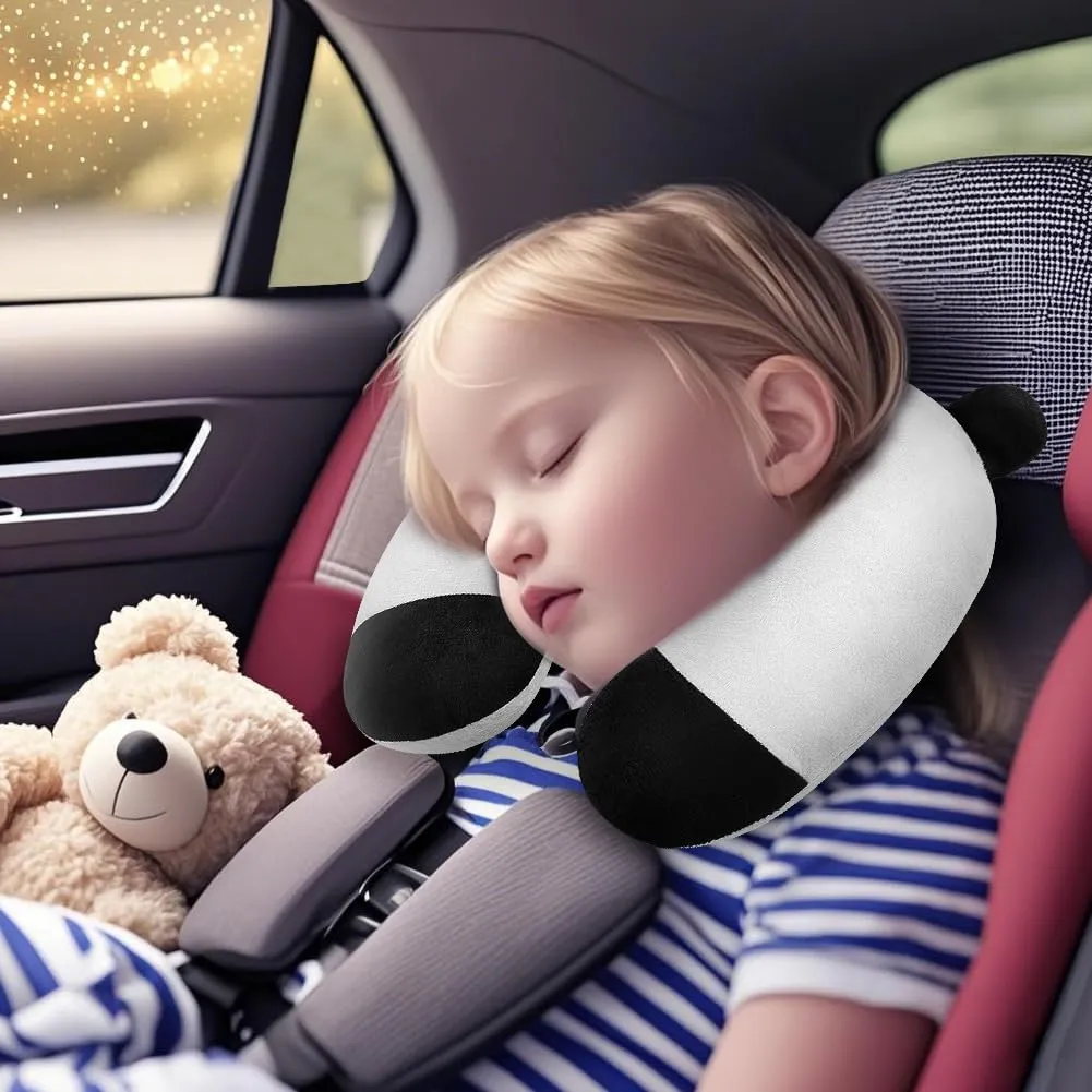Alaoo Cuscino da Viaggio per Bambini, Simpatico Animale,Panda Bianco - immagine 4