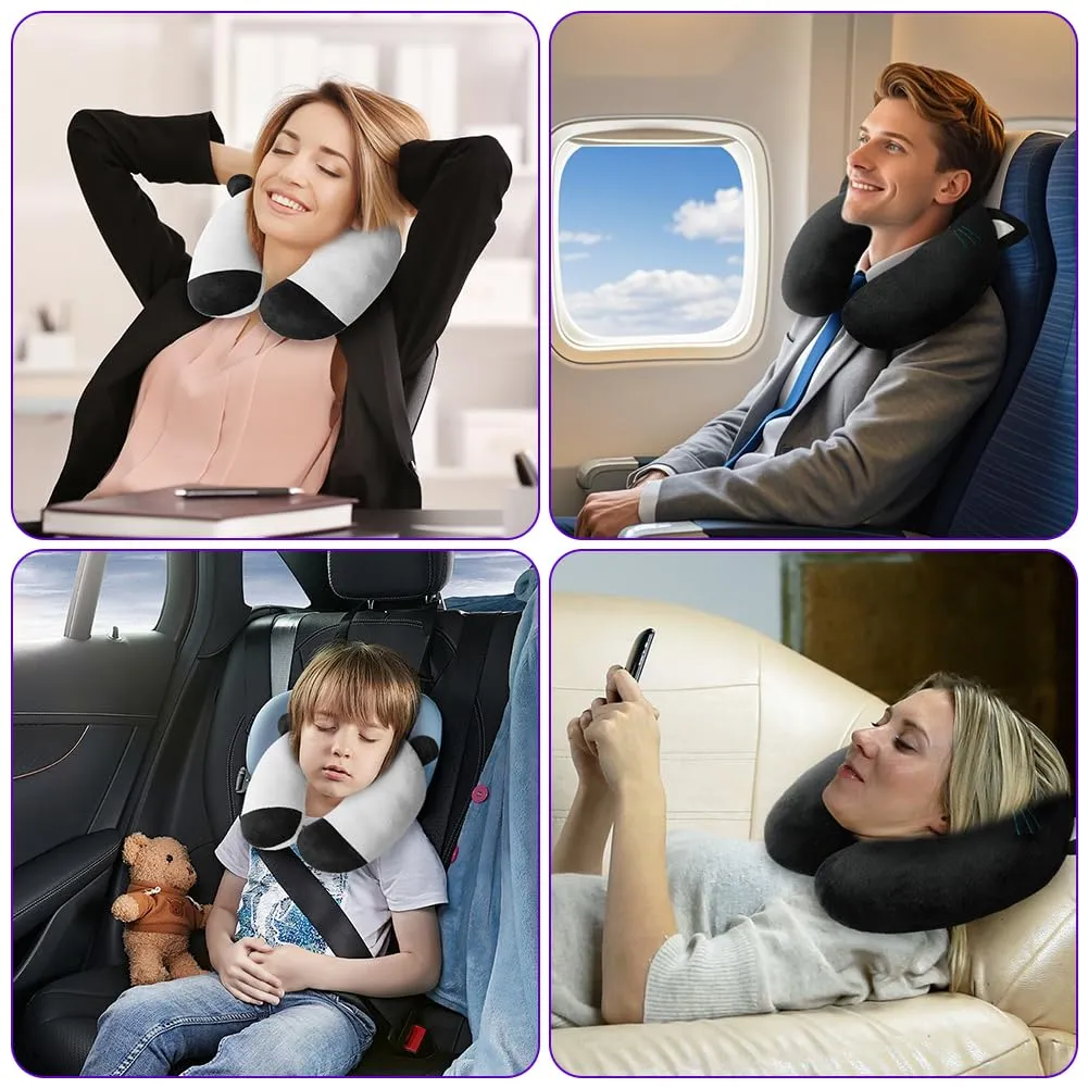 Alaoo Cuscino da Viaggio per Bambini, Simpatico Animale,Panda Bianco - immagine 5