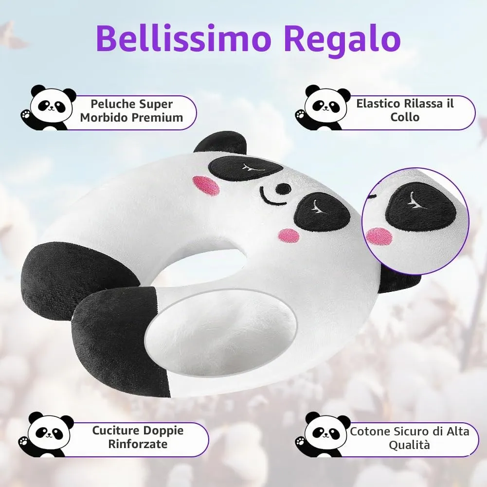 Alaoo Cuscino da Viaggio per Bambini, Simpatico Animale,Panda Bianco - immagine 6