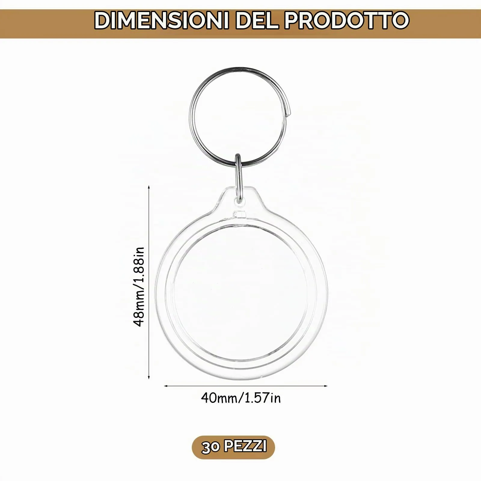Bnnrjia 30 PzPortachiavi Foto Acrilico, Portachiavi Trasparente, Portachiavi con Foto Trasparenti in Acrilico con Anelli per Fai Da Te Artigianato Famiglia Amici Regali Fotografico (cerchi) - immagine 2