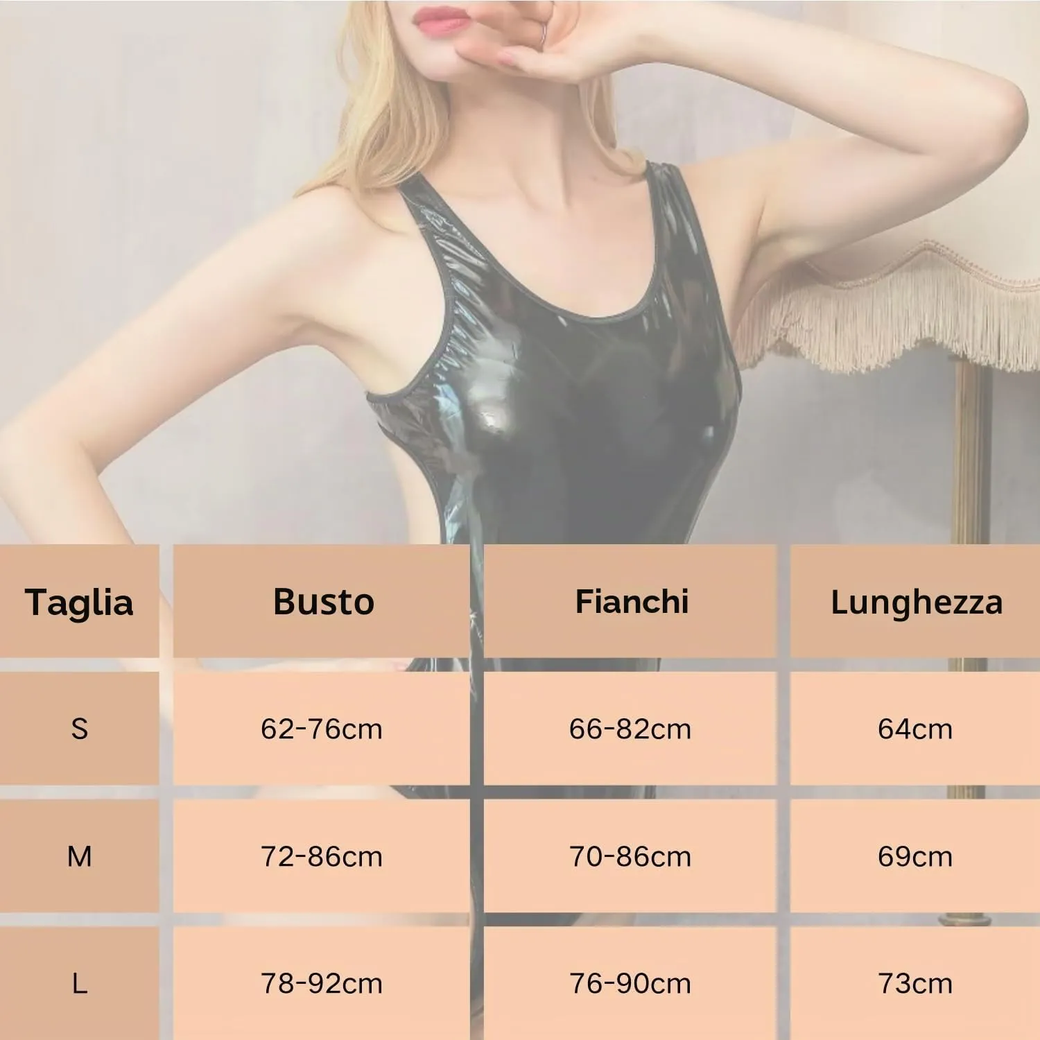 Gatamiau Body in Pelle Sexy Donna Abbigliamento Lingerie Verniciata Leotard Babydoll Biancheria Intima Wetlook Party Gioco di Ruolo Clubwear Cosplay Halloween Nero (L) - immagine 7