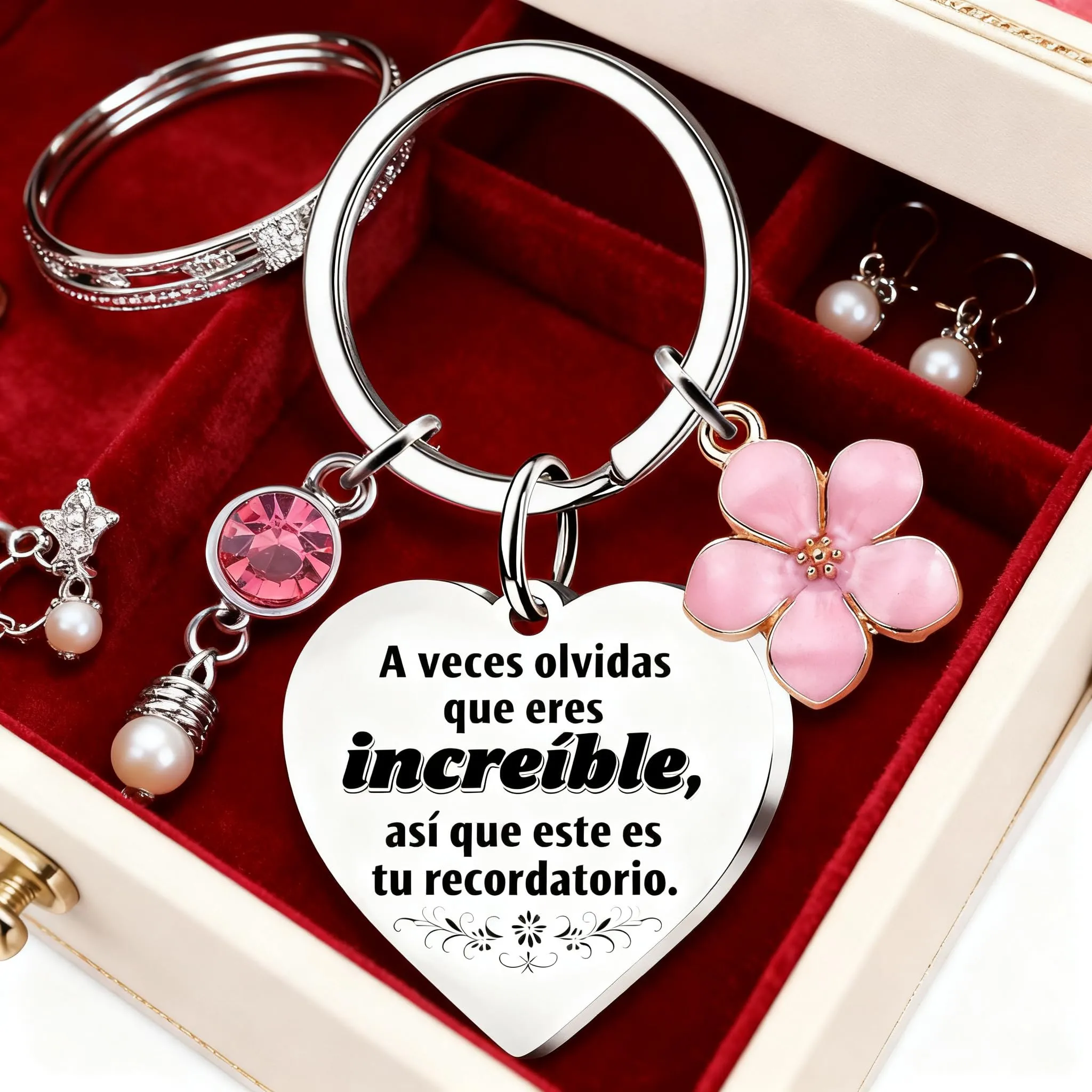 ChunRun Regalo per le donna, portachiavi da donne, regalo di ringraziamento per Natale, compleanno, per fidanzata, moglie, migliore amica, colleghi, regalo di Natale segreto di Babbo Natale (Español) - immagine 5