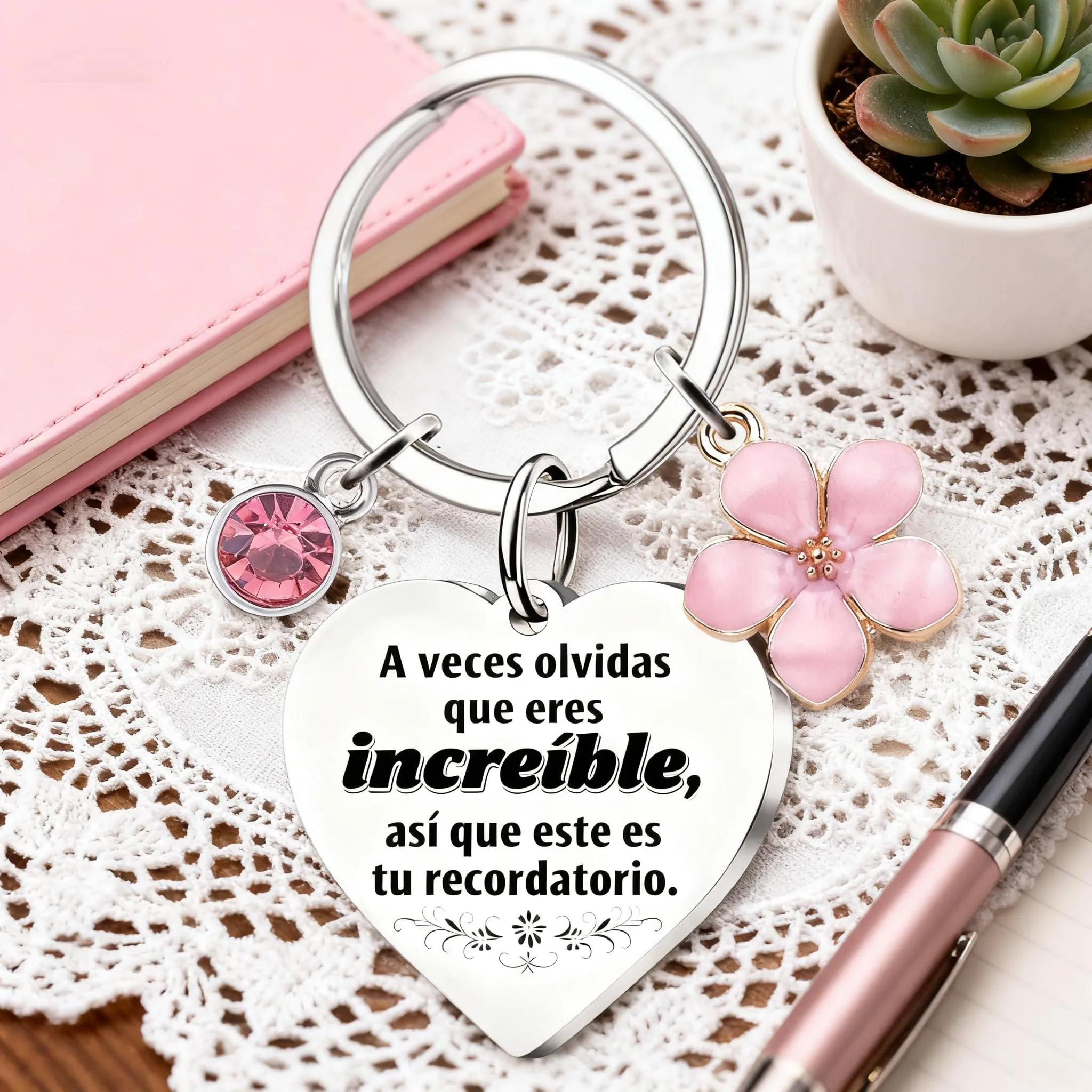 ChunRun Regalo per le donna, portachiavi da donne, regalo di ringraziamento per Natale, compleanno, per fidanzata, moglie, migliore amica, colleghi, regalo di Natale segreto di Babbo Natale (Español) - immagine 8