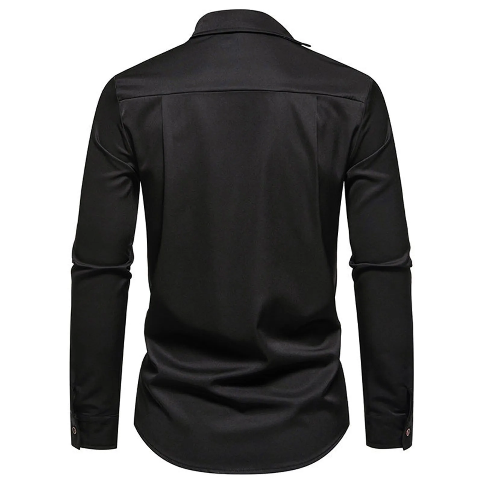 Mymyguoe Camicia ricamata da uomo per matrimonio Play Shirt Slim Fit Gothic Abbigliamento Matrimonio Play Shirt Camicia da uomo Camicia asimmetrica a maniche lunghe chic colletto alto business camicia - immagine 5
