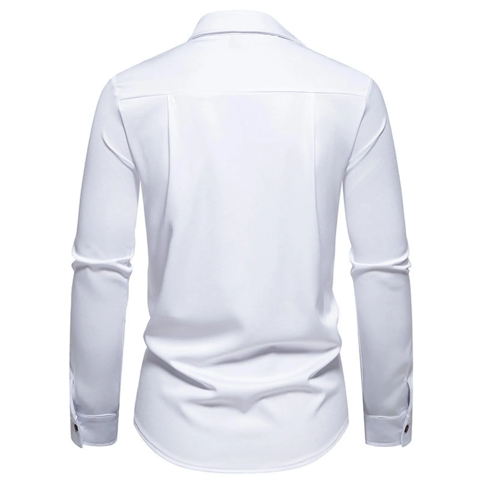 Mymyguoe Camicia ricamata da uomo per matrimonio Play Shirt Slim Fit Gothic Abbigliamento Matrimonio Play Shirt Camicia da uomo Camicia asimmetrica a maniche lunghe chic colletto alto business camicia - immagine 5