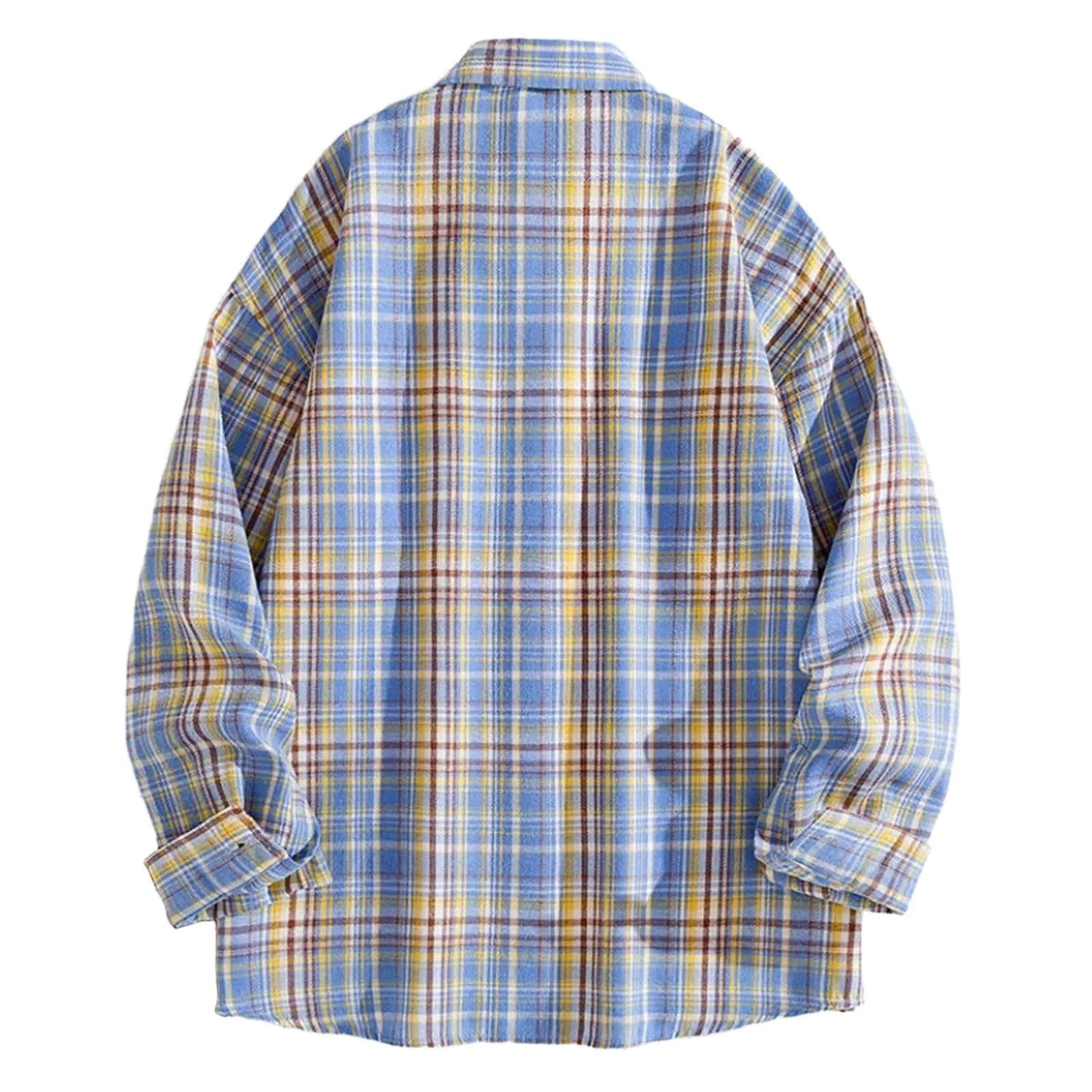 Mymyguoe Camicia da lavoro da uomo a quadri, per il tempo libero, a maniche lunghe, a quadri, camicia a maniche lunghe, camicia a quadri, Q6 Bu2, L - immagine 2