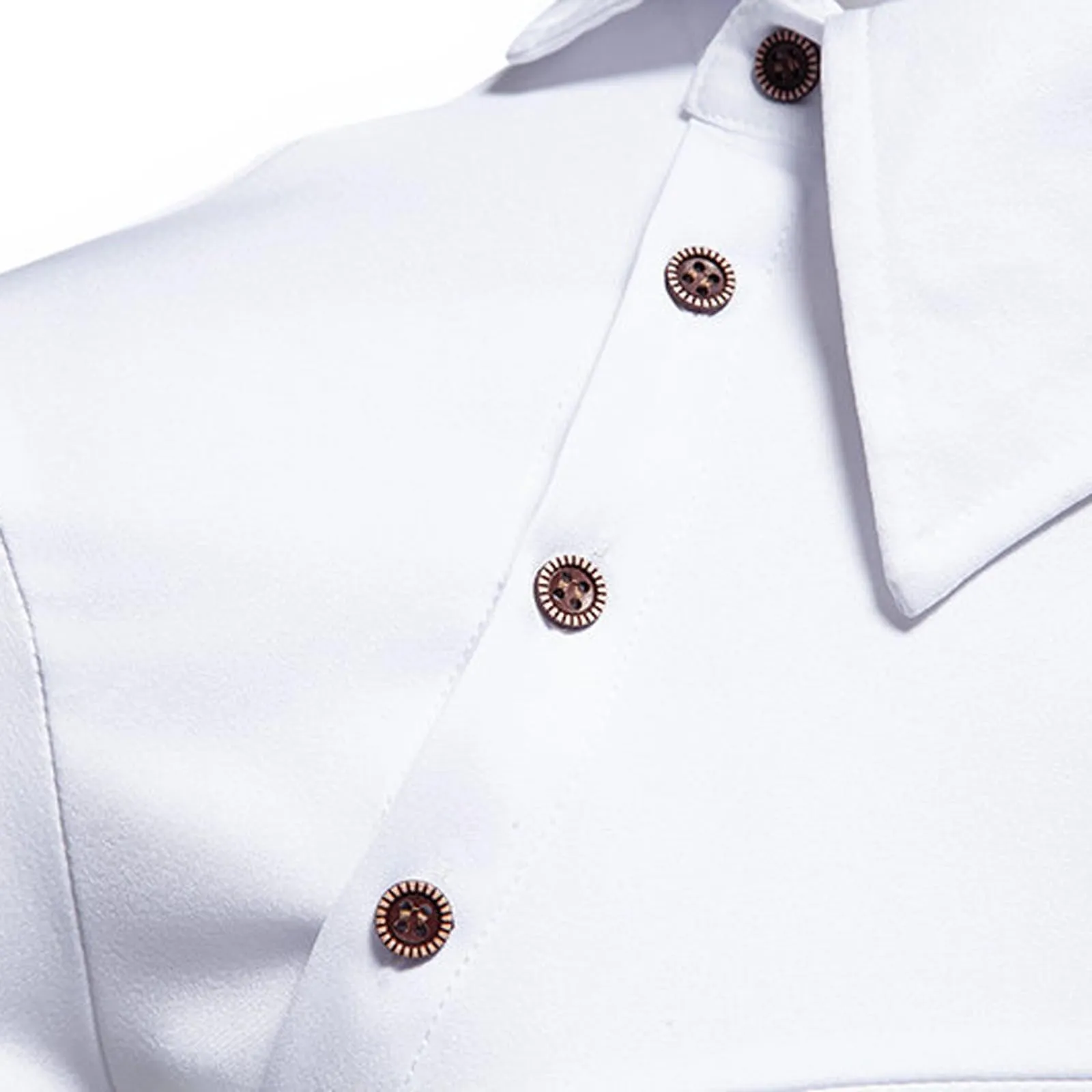 Mymyguoe Camicia ricamata da uomo per matrimonio Play Shirt Slim Fit Gothic Abbigliamento Matrimonio Play Shirt Camicia da uomo Camicia asimmetrica a maniche lunghe chic colletto alto business camicia - immagine 4
