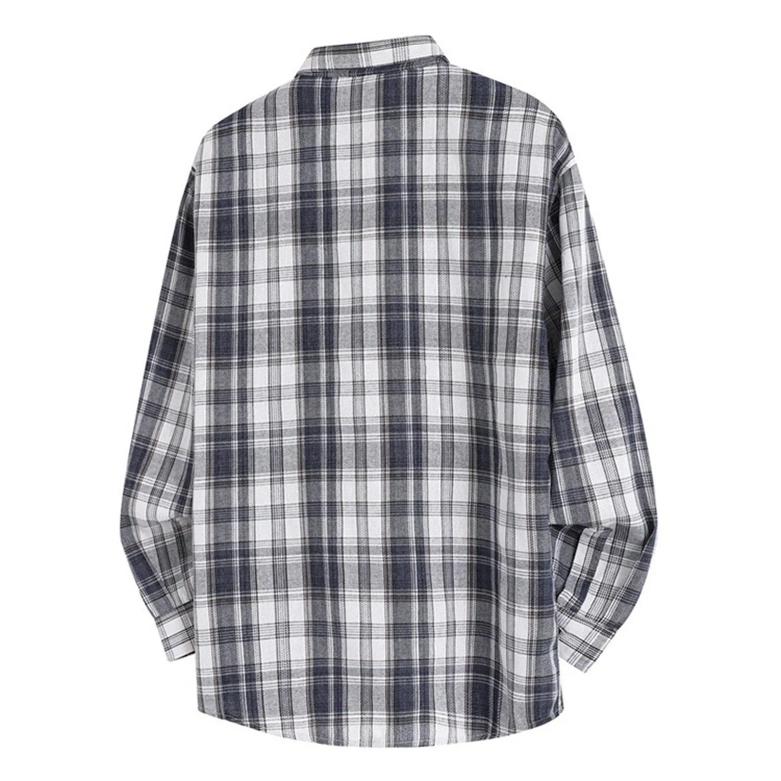 Mymyguoe Camicia da lavoro da uomo a quadri, per il tempo libero, a maniche lunghe, a quadri, camicia a maniche lunghe, camicia a quadri, Q7 nero, L - immagine 2