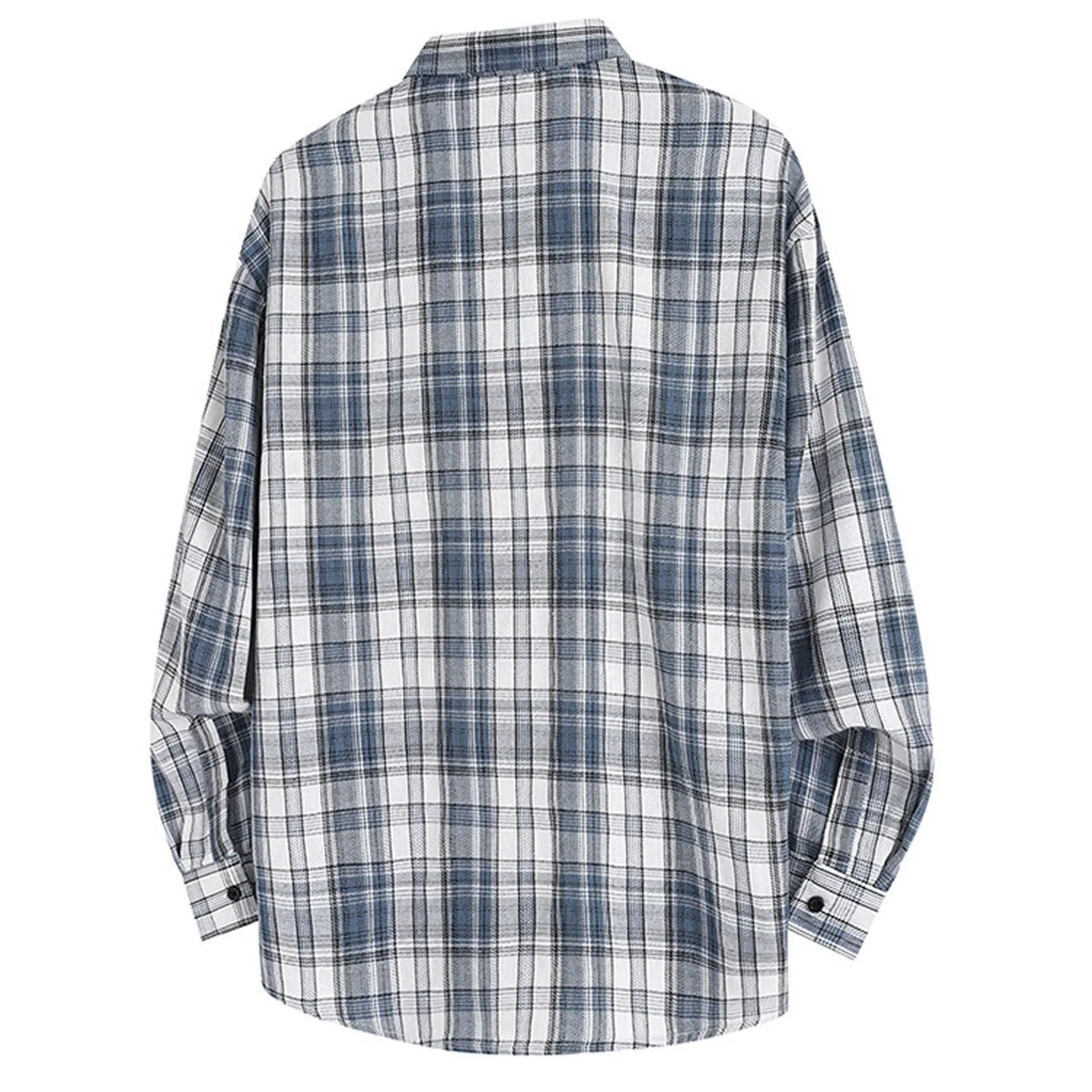 Mymyguoe Camicia da lavoro da uomo a quadri, per il tempo libero, a maniche lunghe, a quadri, camicia a maniche lunghe, camicia a quadri, Q7 Blu, 3XL - immagine 2