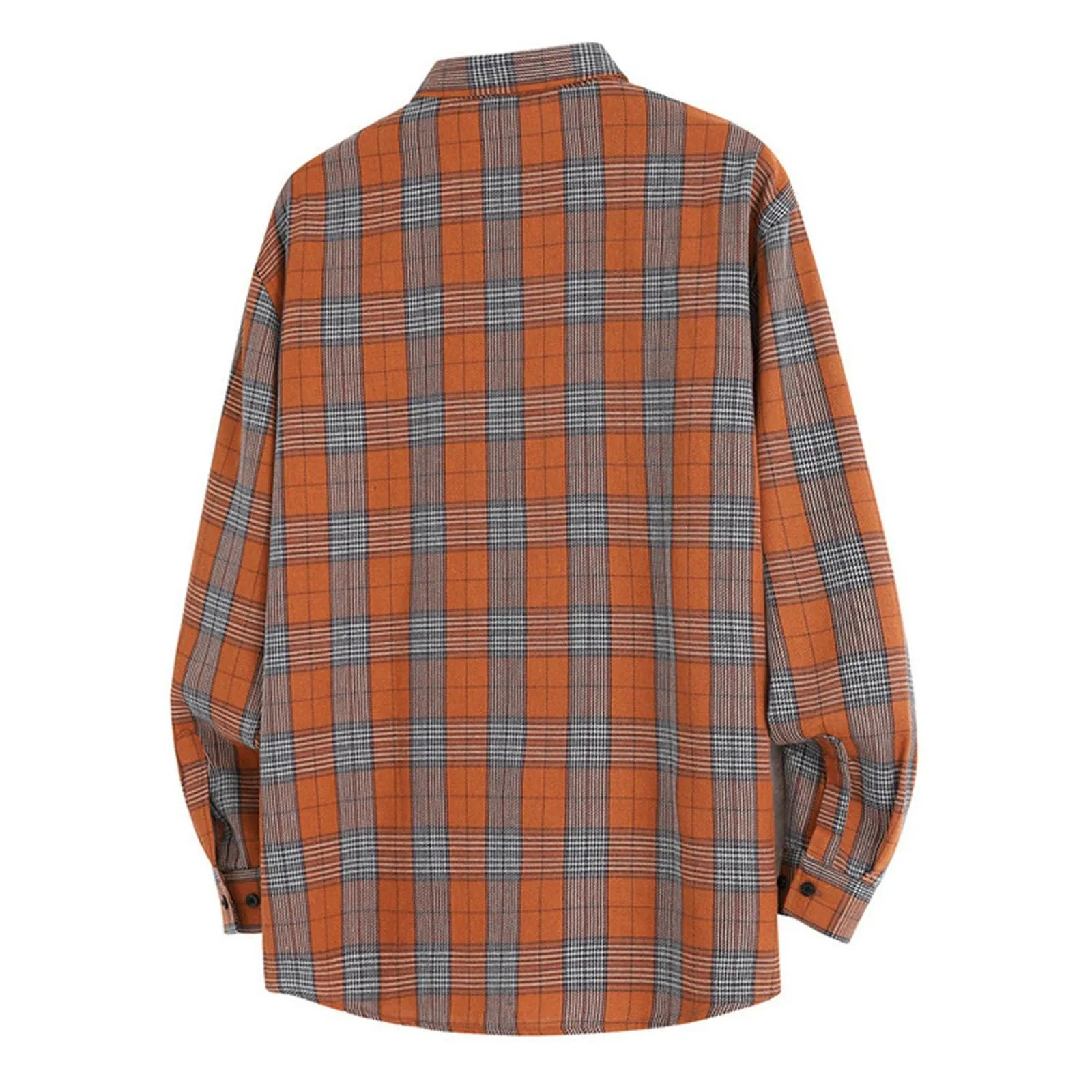 Mymyguoe Camicia da lavoro da uomo a quadri, per il tempo libero, a maniche lunghe, a quadri, camicia a maniche lunghe, camicia a quadri, Q7 arancione, L - immagine 2