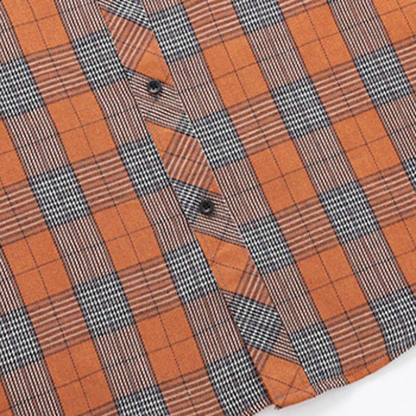 Mymyguoe Camicia da lavoro da uomo a quadri, per il tempo libero, a maniche lunghe, a quadri, camicia a maniche lunghe, camicia a quadri, Q7 arancione, 4XL - immagine 7