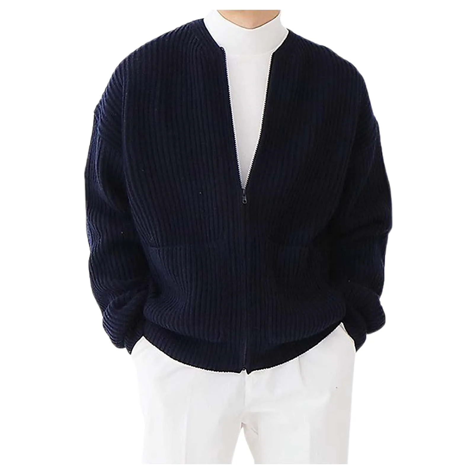 Mymyguoe - Cardigan da uomo invernale tradizionale, lana, a due file, senza cappuccio, lana spessa, calda, pullover, senza cappuccio, giacca invernale, classica, maglieria, S - immagine 1