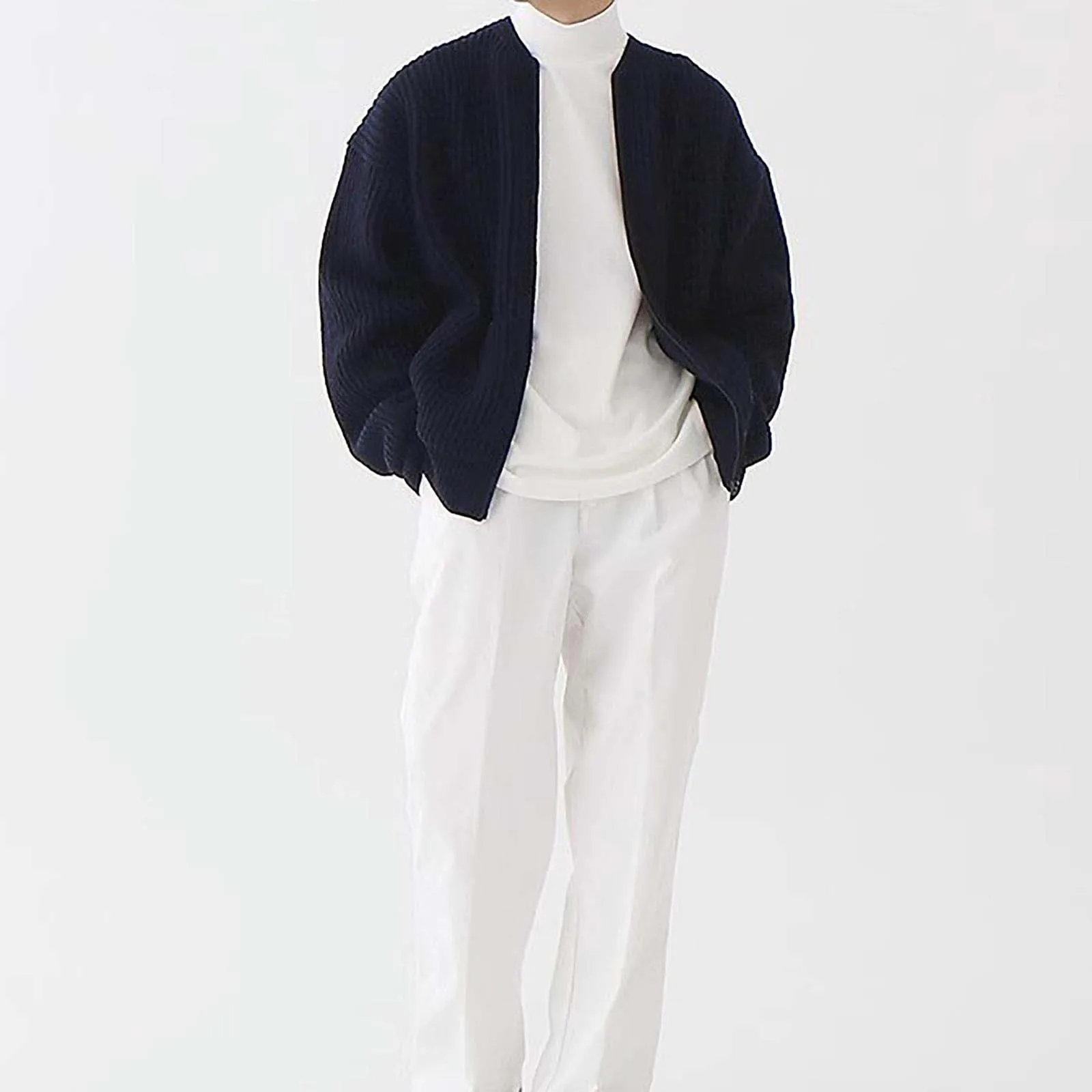 Mymyguoe - Cardigan da uomo invernale tradizionale, lavorato a maglia, due file, lana, senza cappuccio, giacca da lavoro, classica, 3XL - immagine 5