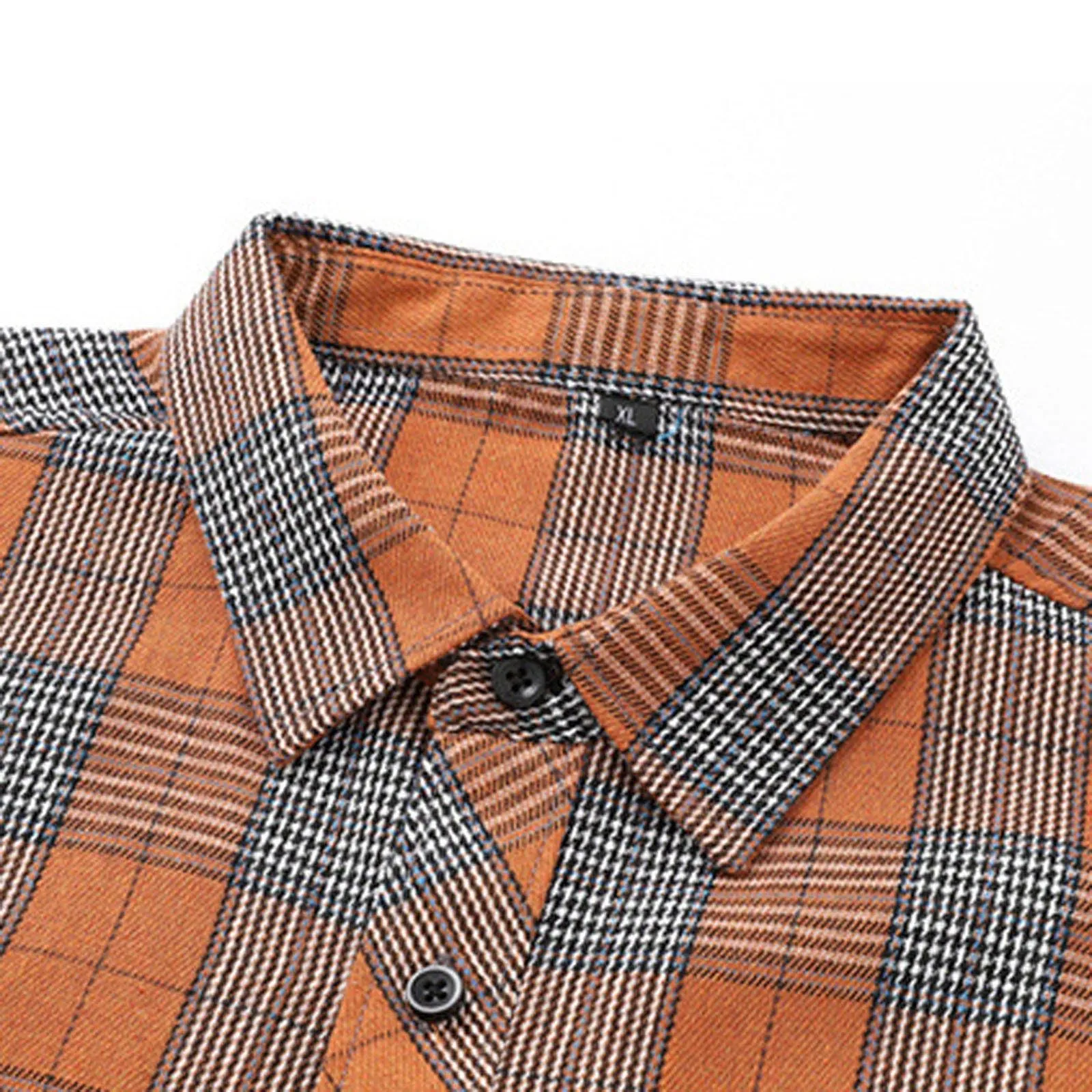 Mymyguoe Camicia da lavoro da uomo a quadri, per il tempo libero, a maniche lunghe, a quadri, camicia a maniche lunghe, camicia a quadri, Q7 arancione, 3XL - immagine 5