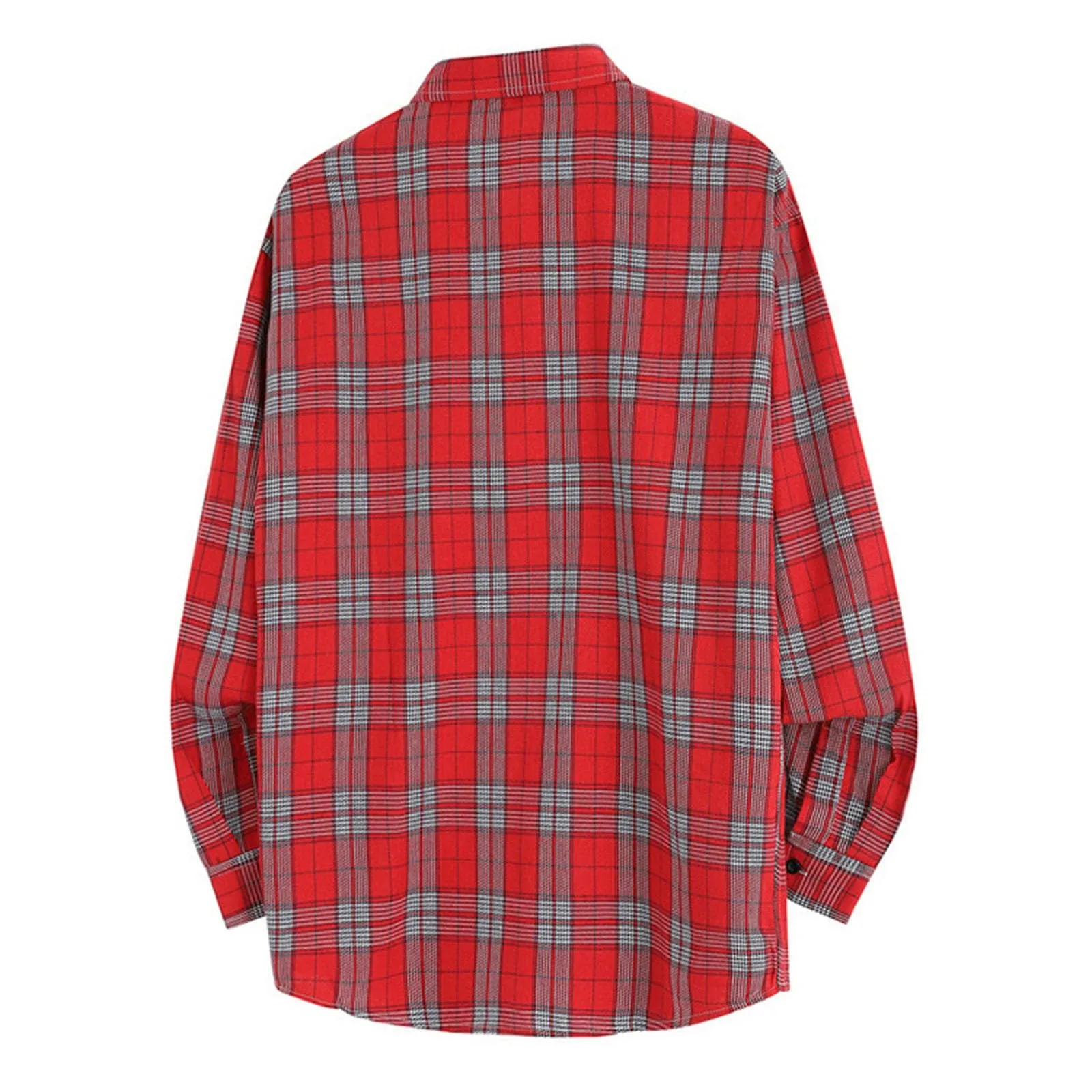 Mymyguoe Camicia da lavoro da uomo a quadri, per il tempo libero, a maniche lunghe, a quadri, camicia a maniche lunghe, camicia a quadri, Q7 rosso, L - immagine 2