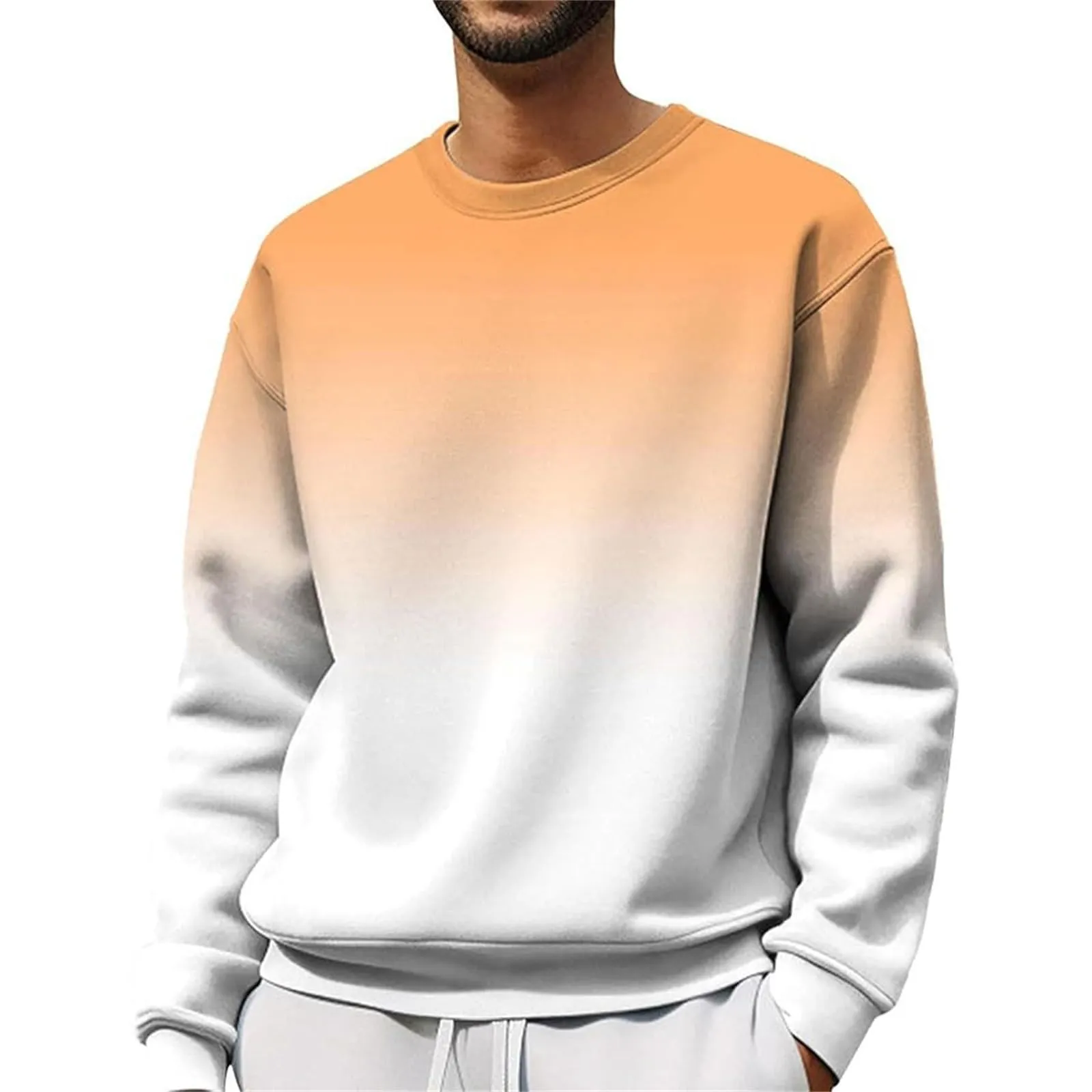 Duohropke Felpa da uomo oversize, con scollo rotondo, finto in due pezzi, a maniche lunghe, senza cappuccio, vintage, per primavera, inverno, maglione da lavoro, taglie forti, 02 oro., XL - immagine 1