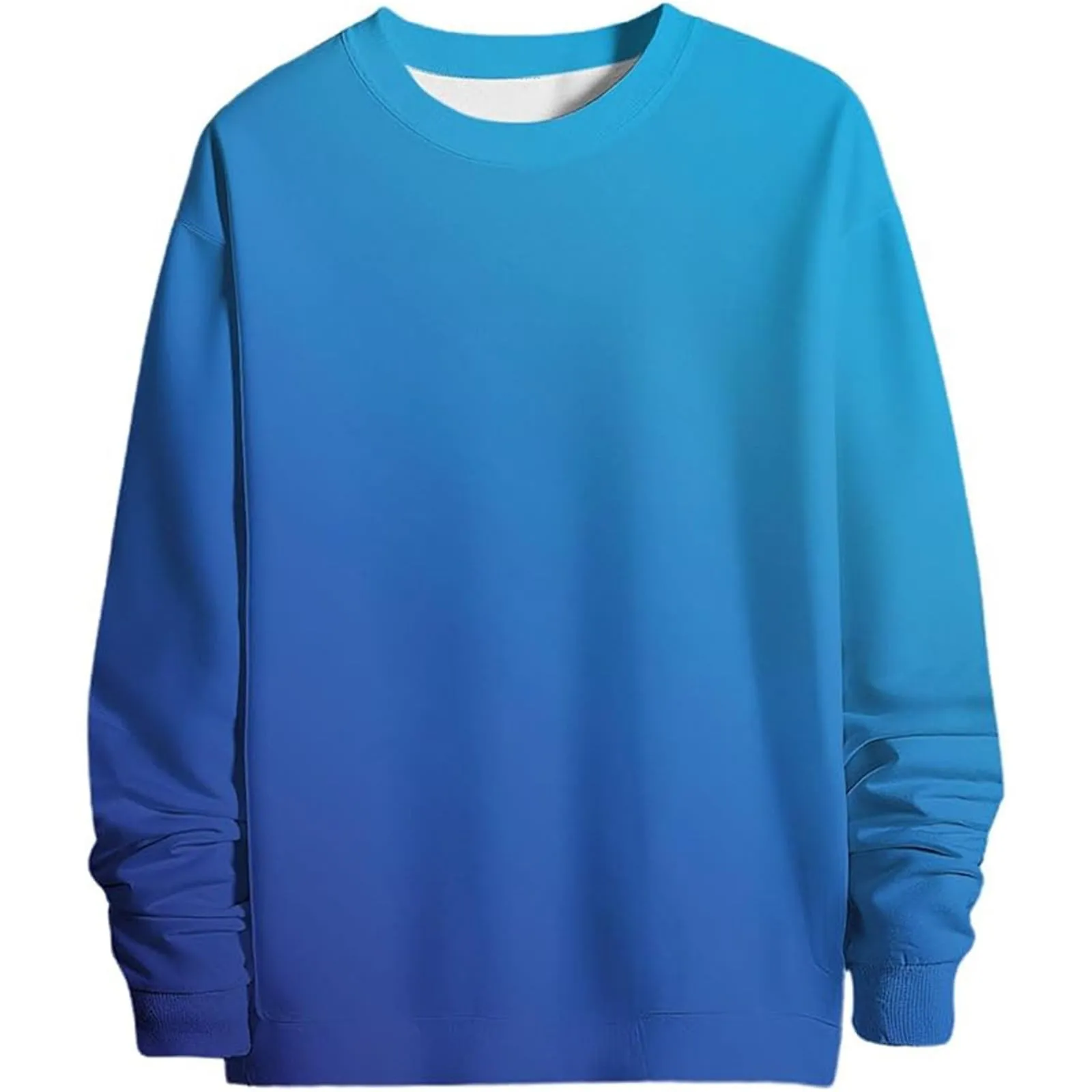 Duohropke Felpa da uomo oversize, con scollo rotondo, finto in due pezzi, a maniche lunghe, senza cappuccio, vintage, per primavera, inverno, maglione da lavoro, taglie forti, Blu (02 blau), L - immagine 2