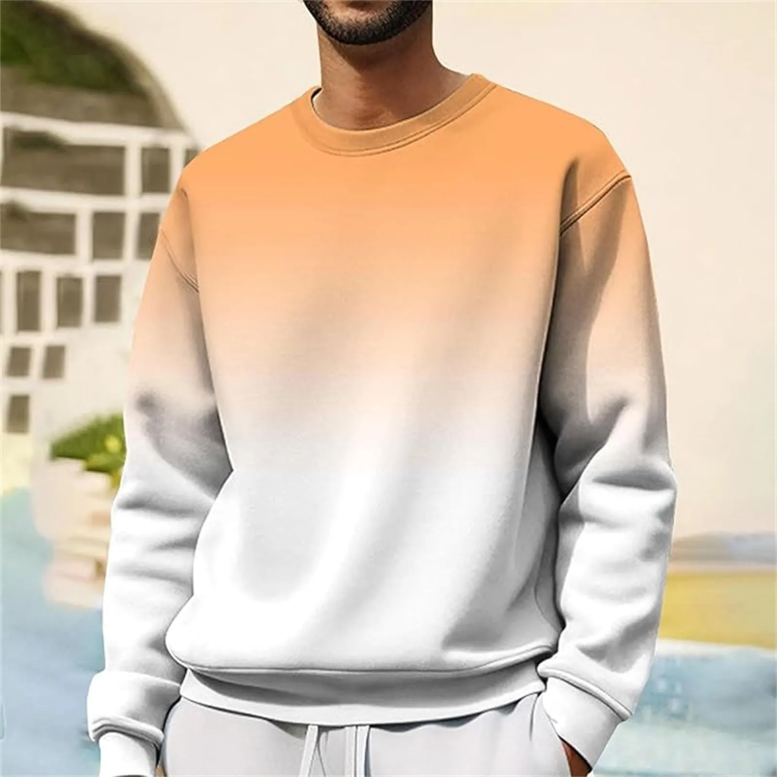 Duohropke Felpa da uomo oversize, con scollo rotondo, finto in due pezzi, a maniche lunghe, senza cappuccio, vintage, per primavera, inverno, maglione da lavoro, taglie forti, 02 oro., 4XL - immagine 3