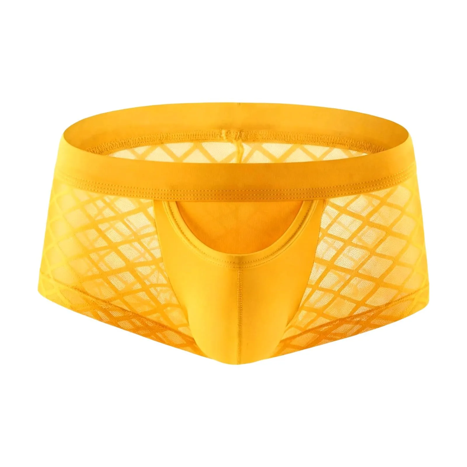 CEWIFO Slip on Uomo Estive Intimo Boxer Gamba Lunga a Vita Media in Pizzo Tinta Unita Traspirante (Orange, XL) - immagine 1