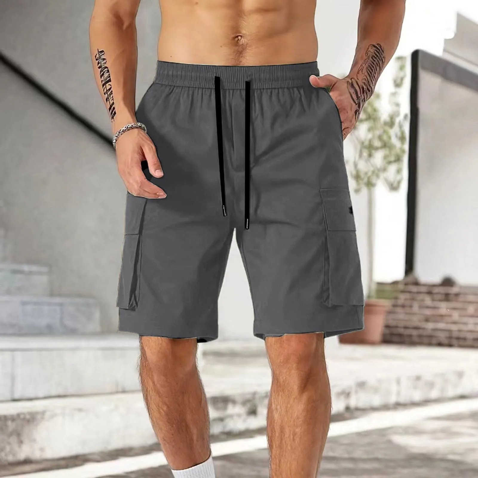 Generico Bermuda Uomo Jeans, Sportivi Lavoro Leggero Estivo Tattici Mimetici Cargo Leggeri Militare Trekking Estivi Corti Bermuda Short Pantaloni Lavoro Estivi Uomo, M - immagine 2