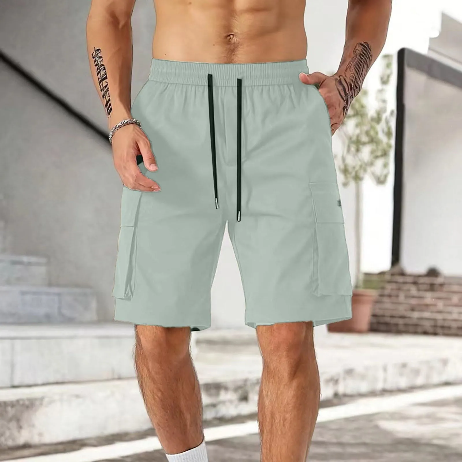 Generico Bermuda Uomo con Tasche Laterali, Tattici Estivi Estivo Trekking Short Mimetici Leggero Lavoro Corti Leggeri Cargo Sportivi Bermuda Militare Pantaloncini Uomo Lavoro Estivi, XXL - immagine 2