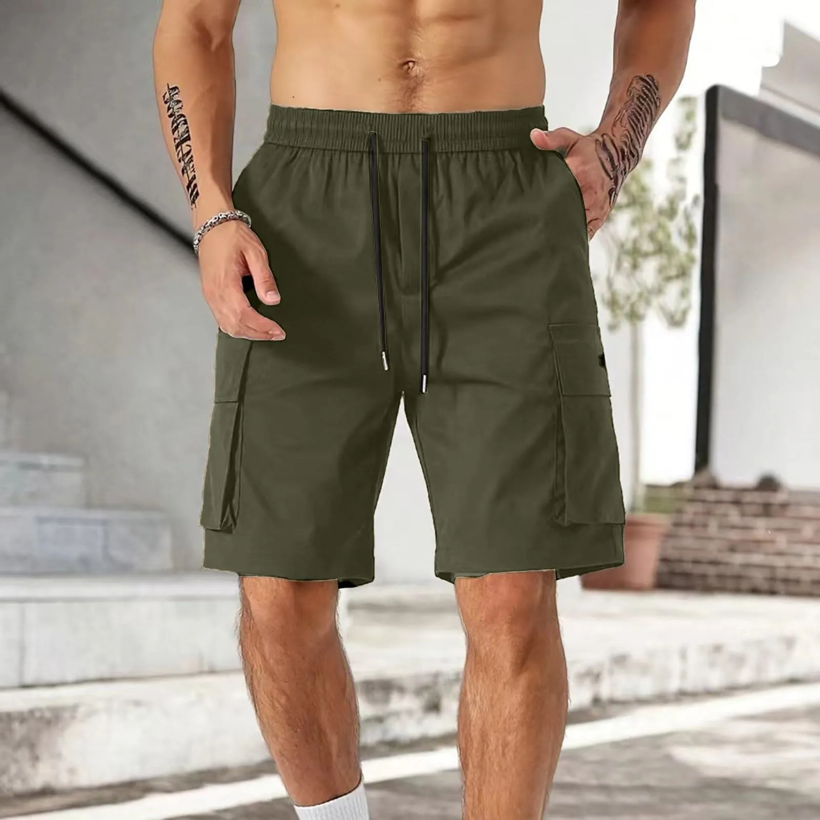 Generico Bermuda Uomo da Lavoro, Sportivi Short Trekking Leggero Corti Tattici Mimetici Estivo Militare Cargo Lavoro Estivi Leggeri Bermuda Cotone Uomo, XL - immagine 2