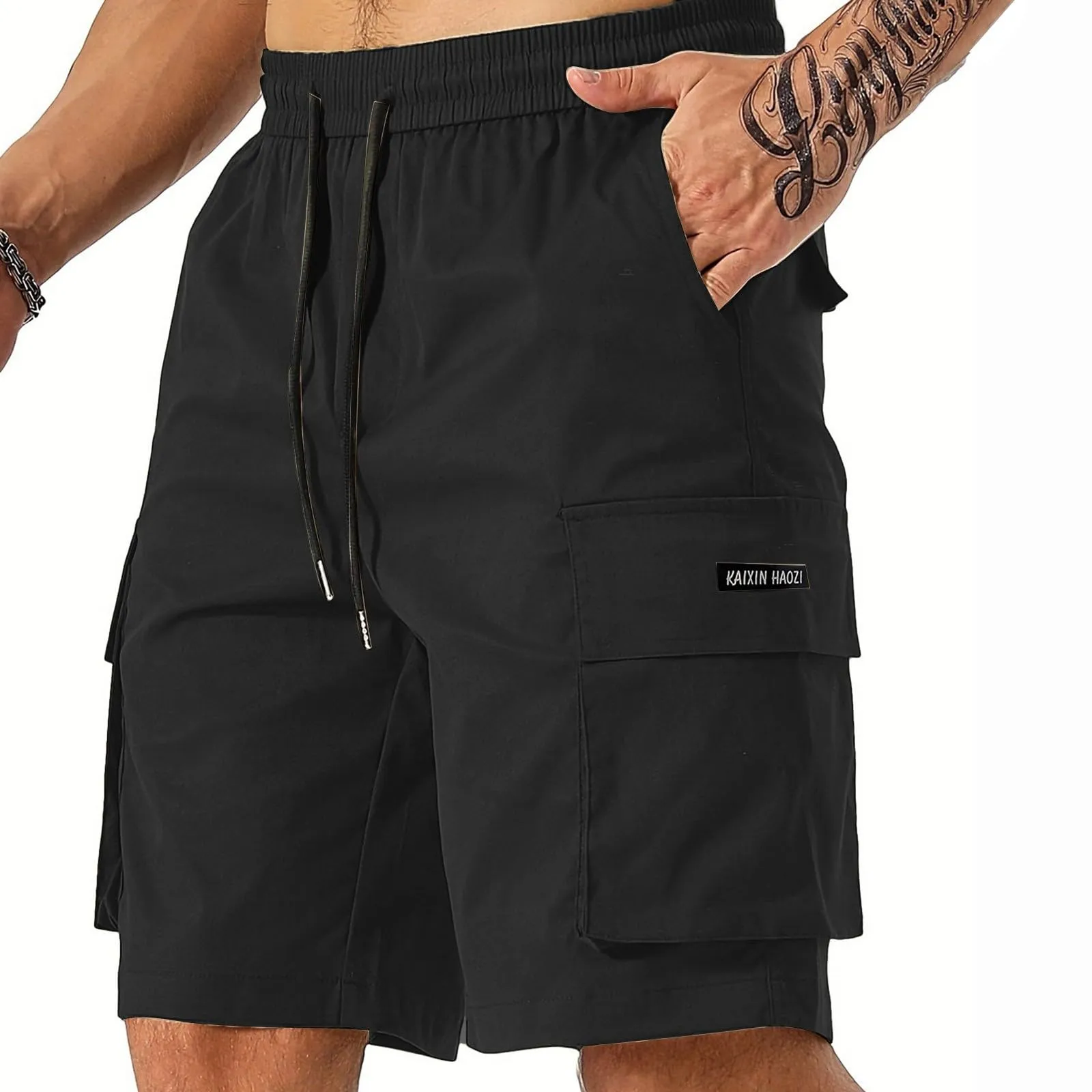 Generico Pantaloni Cargo Corti, Bermuda Trekking Sportivi Tattici Mimetici Estivi Short Militare Cargo Estivo Leggero Corti Leggeri Lavoro Bermuda Uomo Estivi Cotone, L - immagine 3