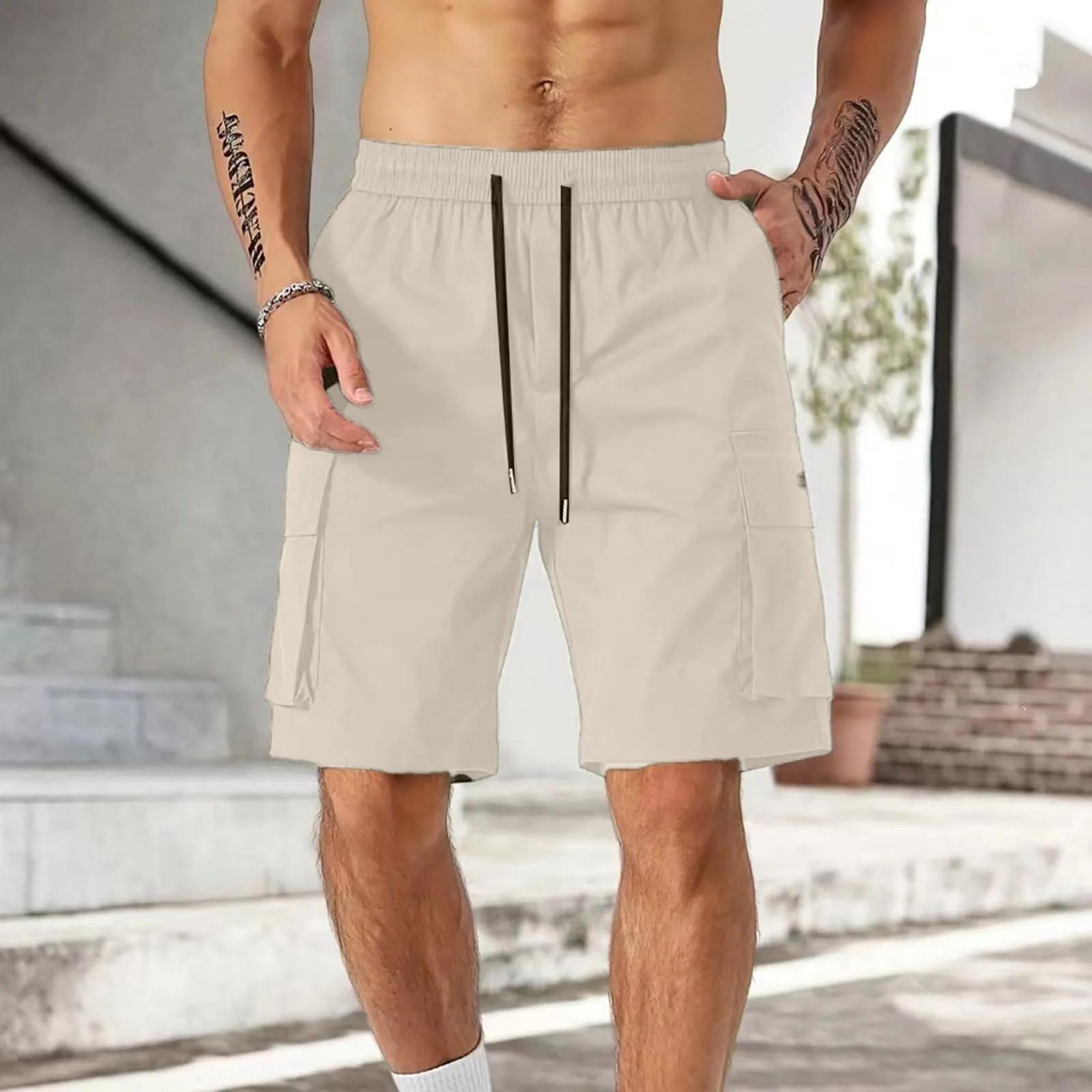 Generico Cargo Uomo Corti, Tattici Leggero Bermuda Trekking Mimetici Estivi Militare Lavoro Estivo Cargo Leggeri Sportivi Short Pantaloni Lavoro Uomo Corti, M - immagine 2
