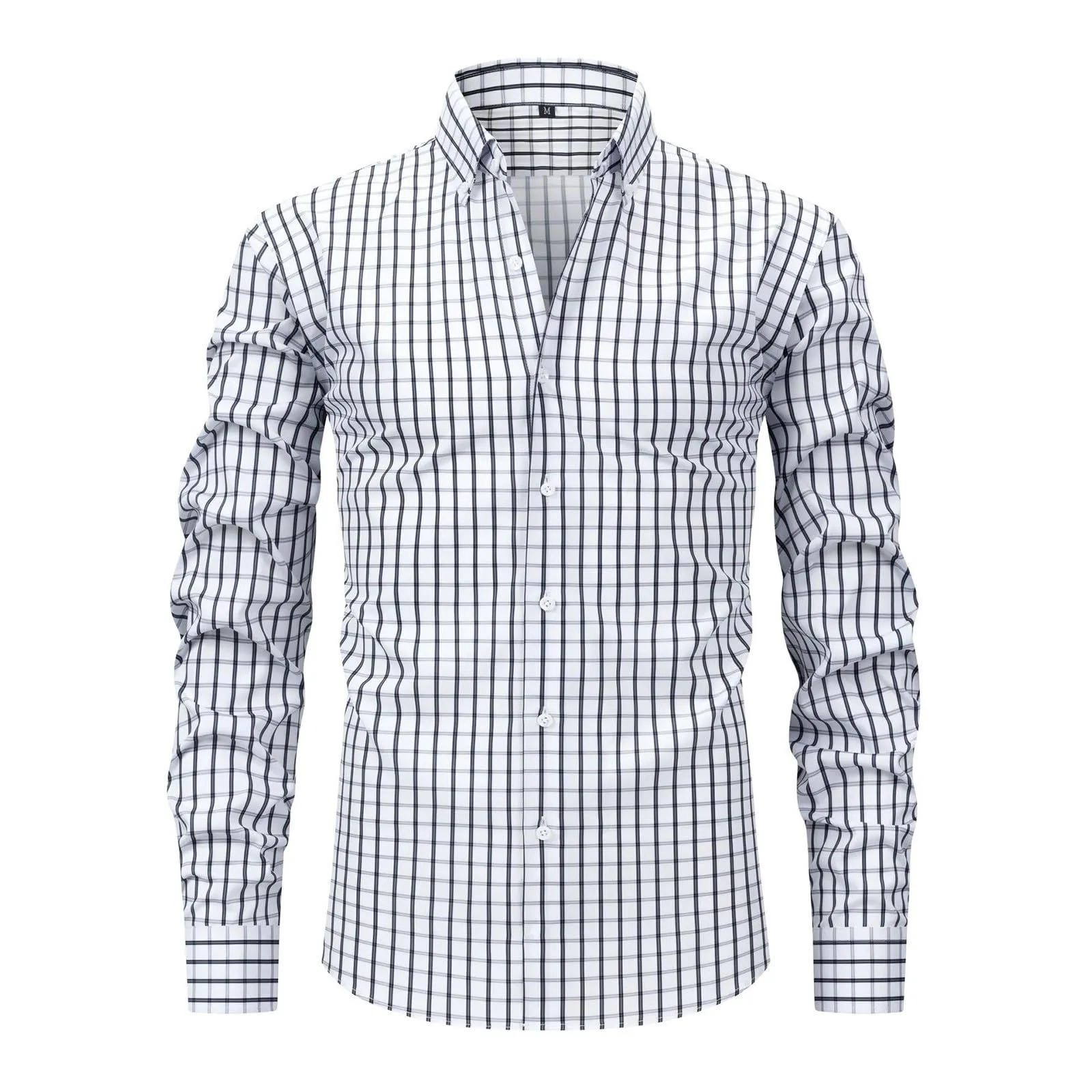 NaLatia Uomo Camicia Casual in Popeline a Maniche Lunghe vestibilità Regular - immagine 2