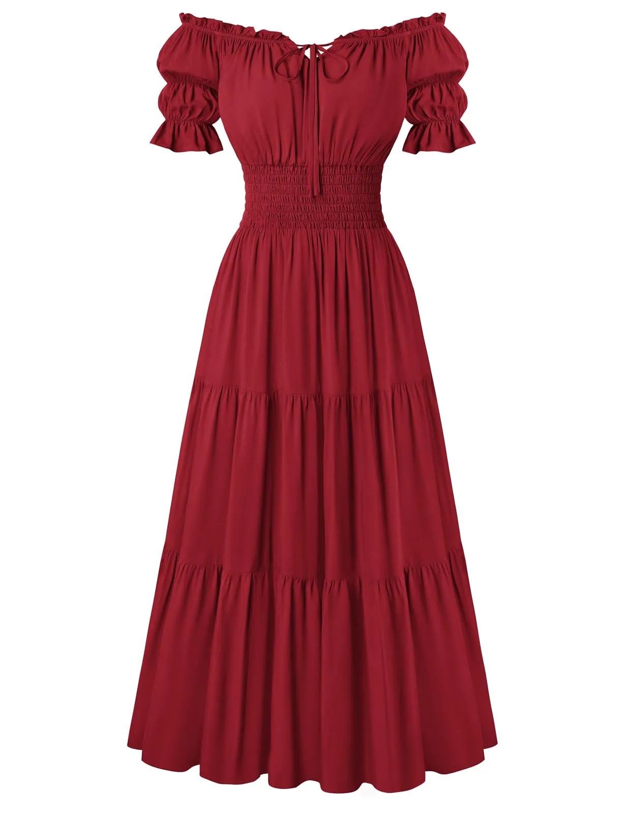 SCARLET DARKNESS Maxi abito rinascimentale medievale da donna con spalle - immagine 1