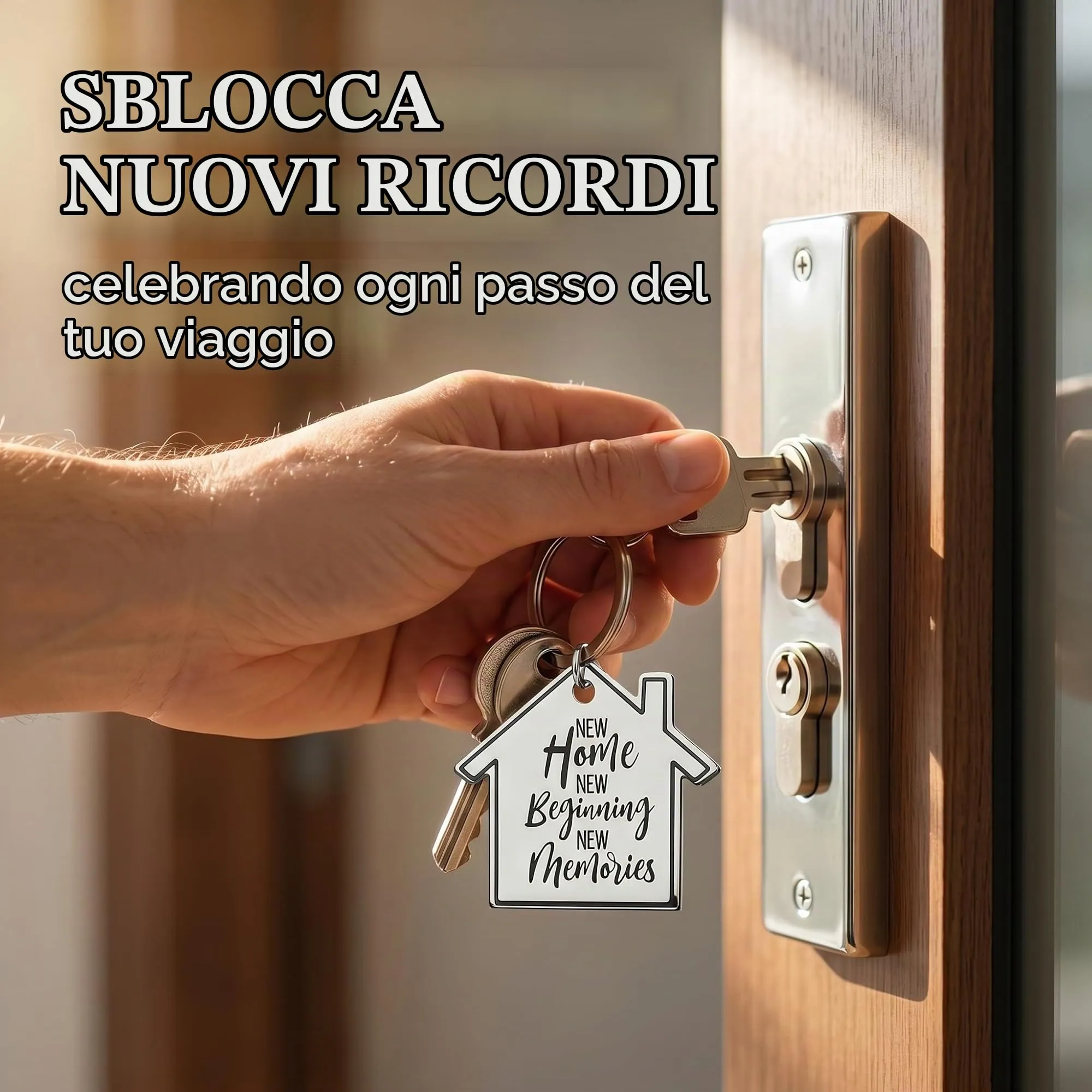 2 Pezzi Portachiavi Casa Nuova 2026, Regalo Inaugurazione Casa per Coppia con Busta e Biglietto Best Wishes, Portachiavi Portafortuna in Acciaio, Home Sweet Home, New Home New Beginning - immagine 5