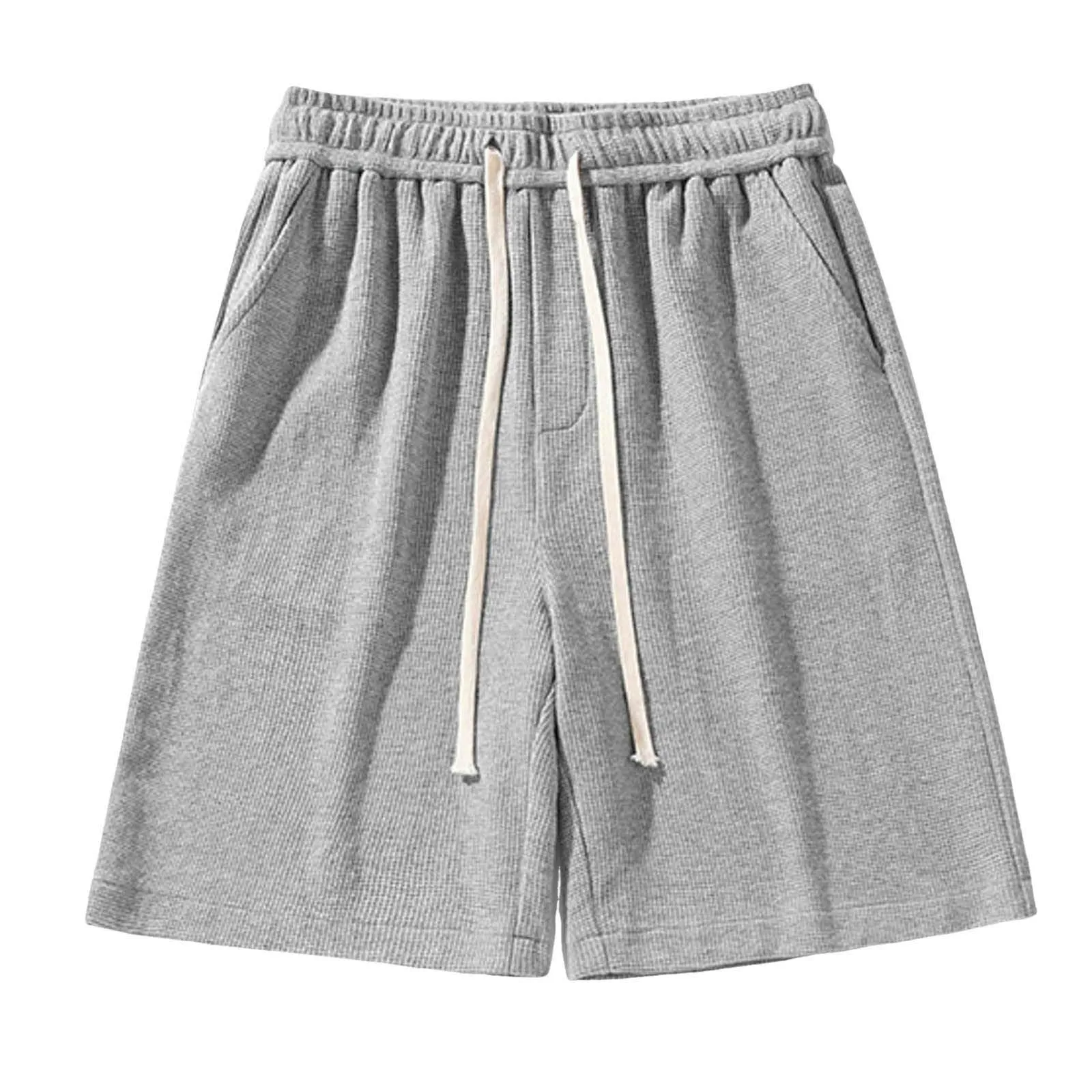 Pantaloncini Corti Moda Termici Uomo Calcio Casual Maglia Comodi Estate Sportivi Spiaggia Ampia vestibilità Elastico Vita Tinta Unita (Grey, XL) - immagine 3