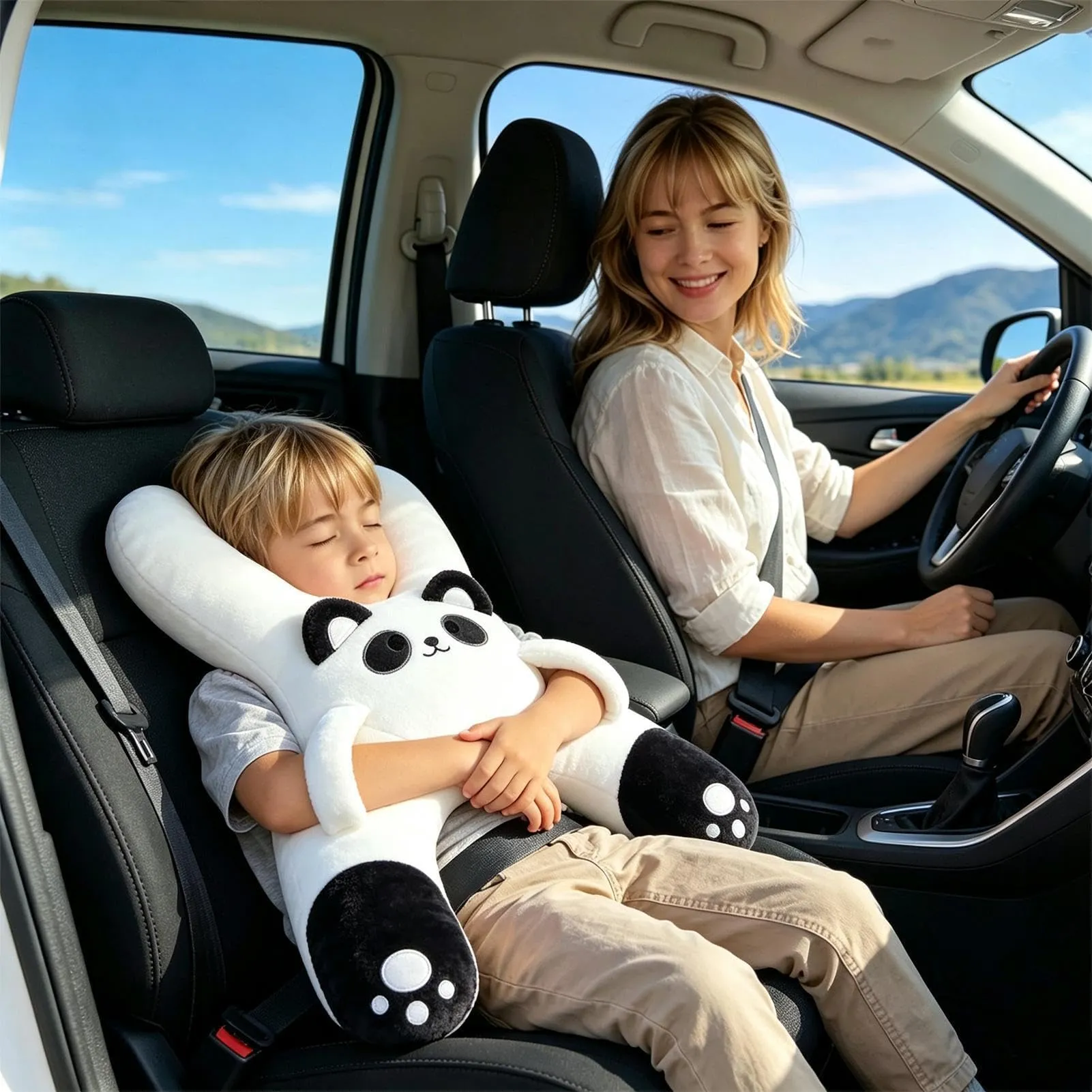 Cuscino Da Viaggio Per Bambini In Auto Supporto Testa Morbido in Peluche da - immagine 3