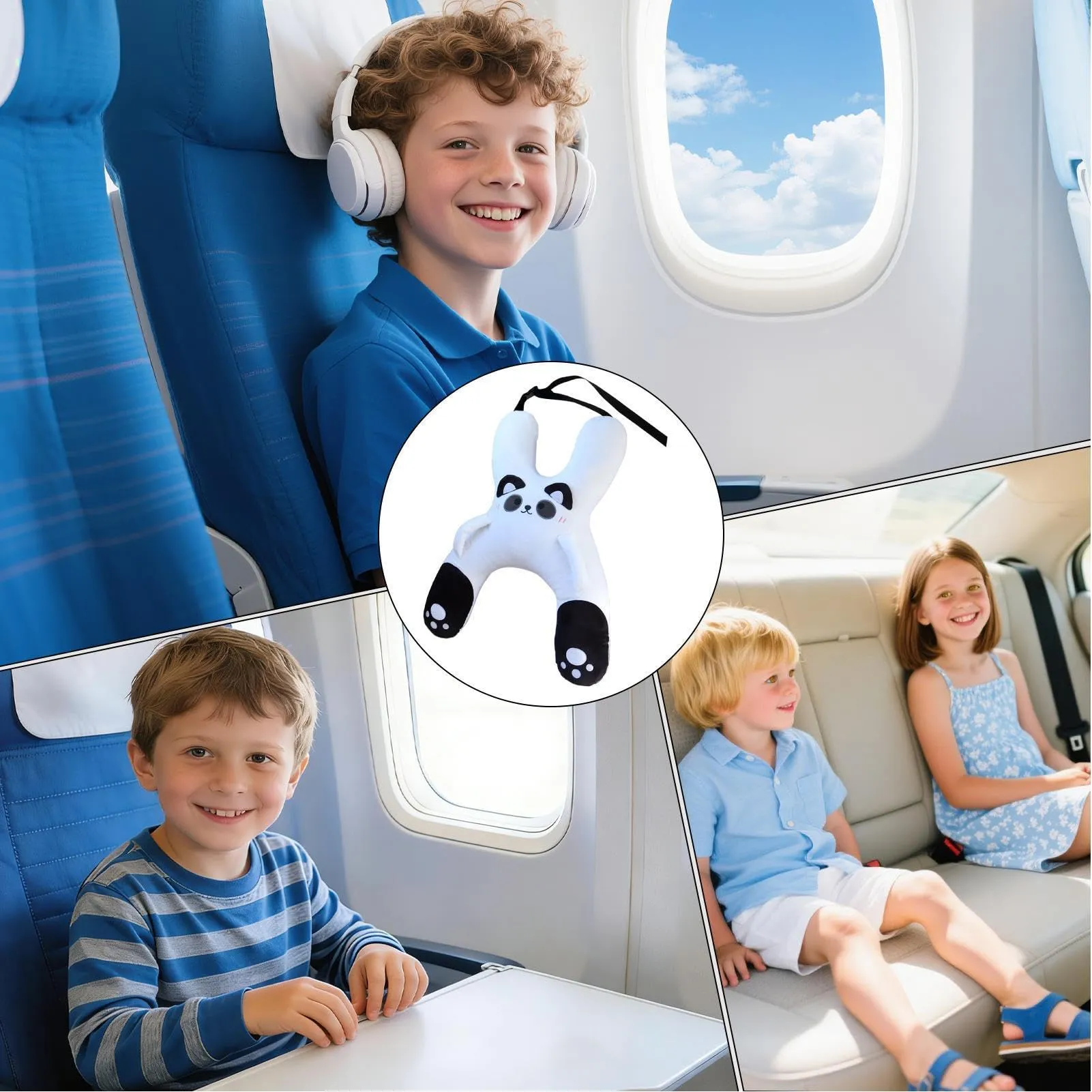 Cuscino Da Viaggio Per Bambini In Auto Supporto Testa Morbido in Peluche da - immagine 4
