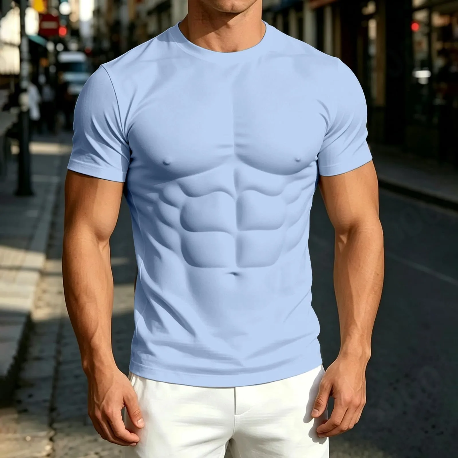 Maglietta a maniche lunghe da uomo con stampa 3D divertente muscolo - immagine 2