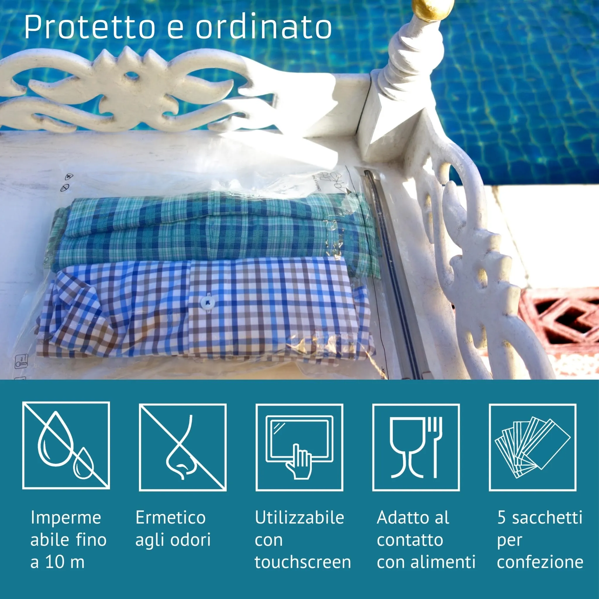 Noaks Bag Set Sacca Impermeabile, Taglia L, 5 Pezzi, Nylon, Trasparente, 25 cm - immagine 2