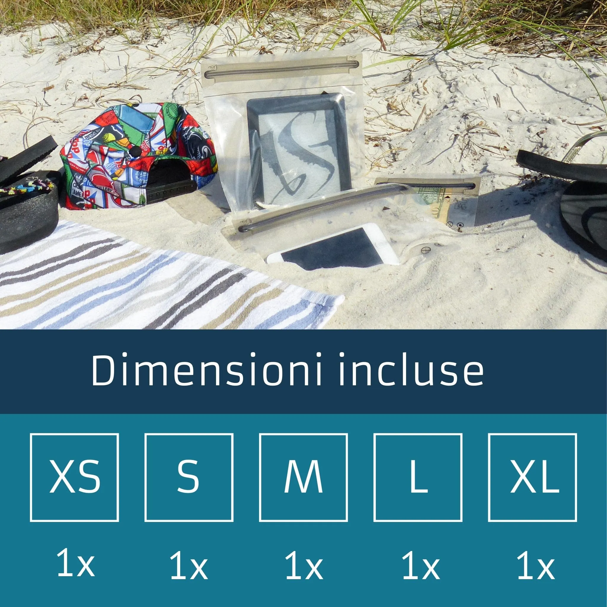 Noaks Bags, set da 5 sacchetti impermeabili (IPX8), antiodore, 5 taglie - immagine 4