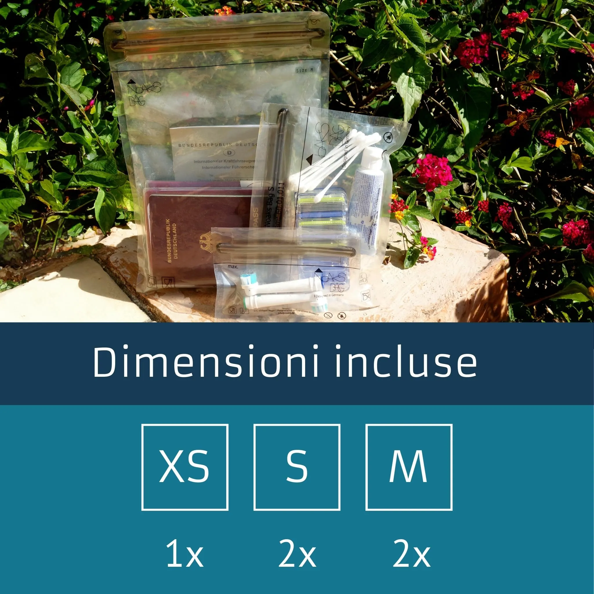 Noaks Bags, set da 5 sacchetti impermeabili (IPX8), antiodore, SMART SET - immagine 4