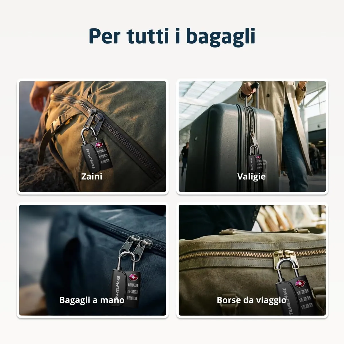 Lucchetto TSA con Indicatore di Apertura per Valigia, Zaino, Borsa da Viaggio, ecc. | Lucchetto da Viaggio con Combinazione a 3 Cifre | Confezione da 1 (Nero) - immagine 8