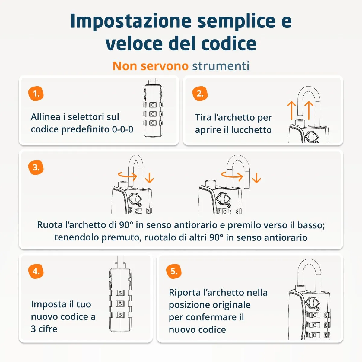Lucchetto TSA con Indicatore di Apertura per Valigia, Zaino, Borsa da Viaggio, ecc. | Lucchetto da Viaggio con Combinazione a 3 Cifre | Confezione da 1 (Nero) - immagine 9